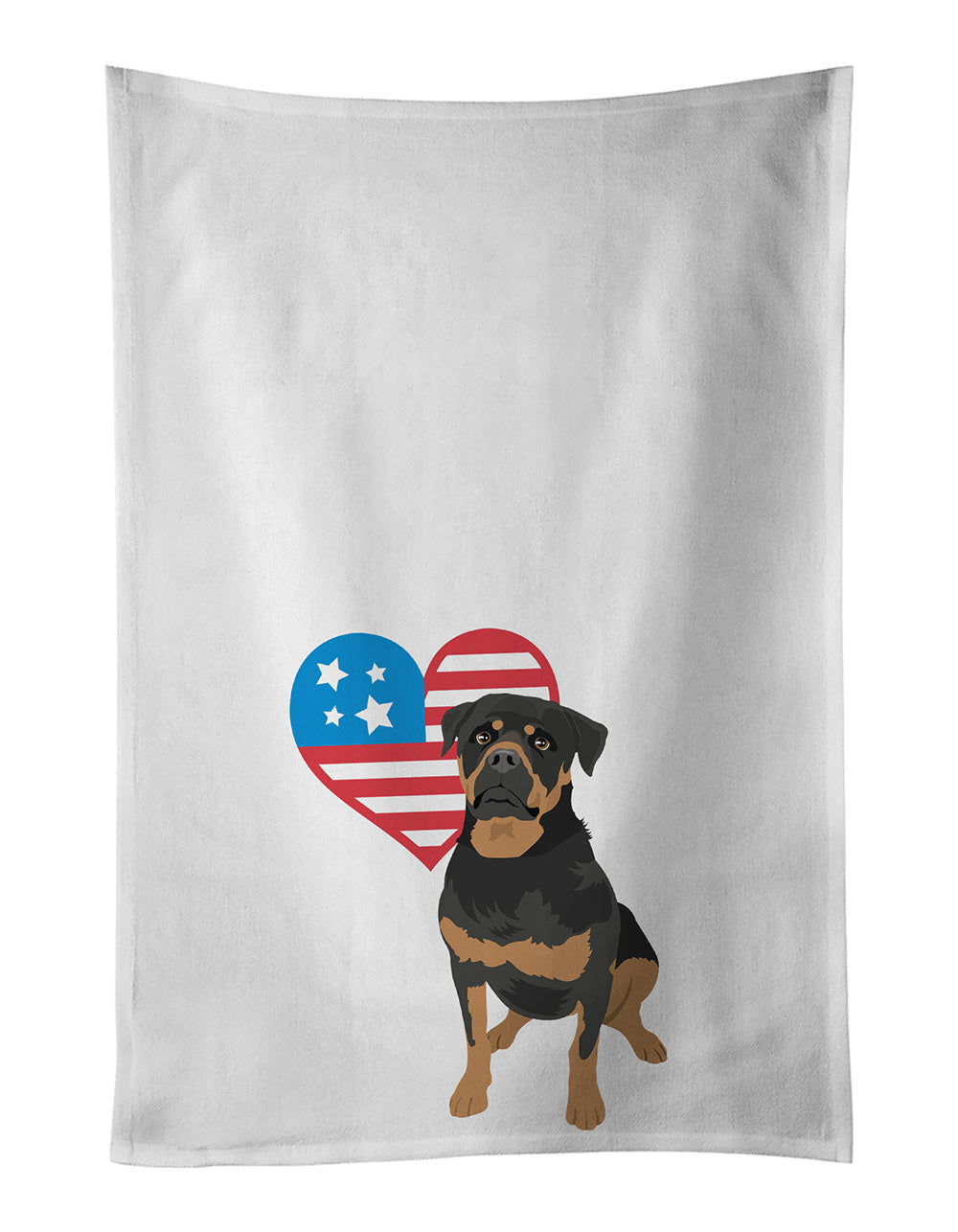 Rottweiler Black and Mahogany Patriotic Kitchen Towel Set of 2 White Dish Towels Decorative Bathroom Hand towel for Hand, Face, Hair, Yoga, Tea, Dishcloth, 19 X 28", White