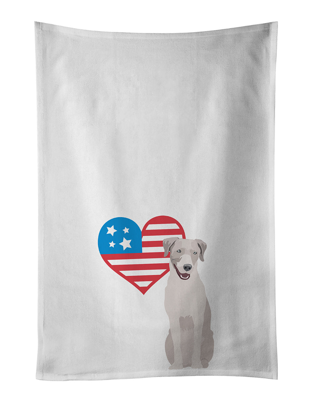 Labrador Retriever Gray Patriotic Kitchen Towel Set of 2 White Dish Towels Decorative Bathroom Hand towel for Hand, Face, Hair, Yoga, Tea, Dishcloth, 19 X 28", White