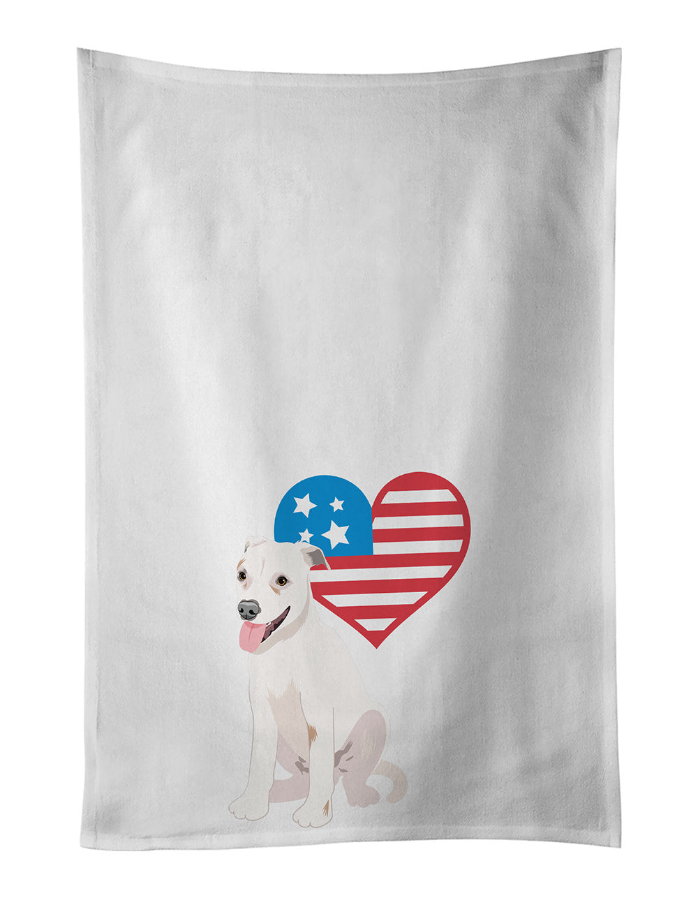 NEW Pit Bull Puppy Patriotic Kitchen Towel Set of 2 White Dish Towels Decorative Bathroom Hand towel for Hand, Face, Hair, Yoga, Tea, Dishcloth, 19 X 28", White