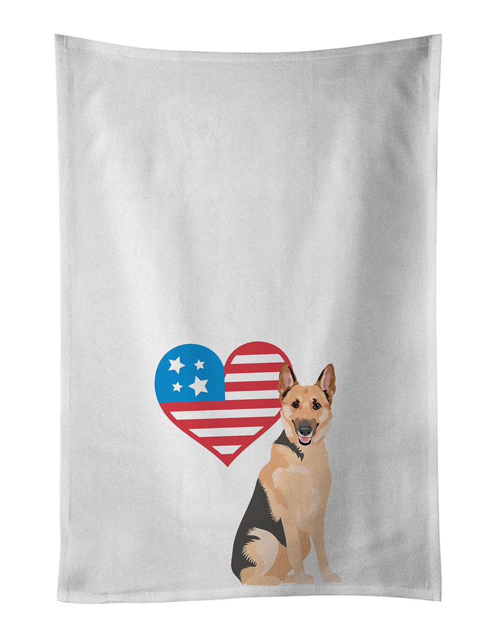 NEW German Shepherd Black and Tan #1 Patriotic Kitchen Towel Set of 2 White Dish Towels Decorative Bathroom Hand towel for Hand, Face, Hair, Yoga, Tea, Dishcloth, 19 X 28", White