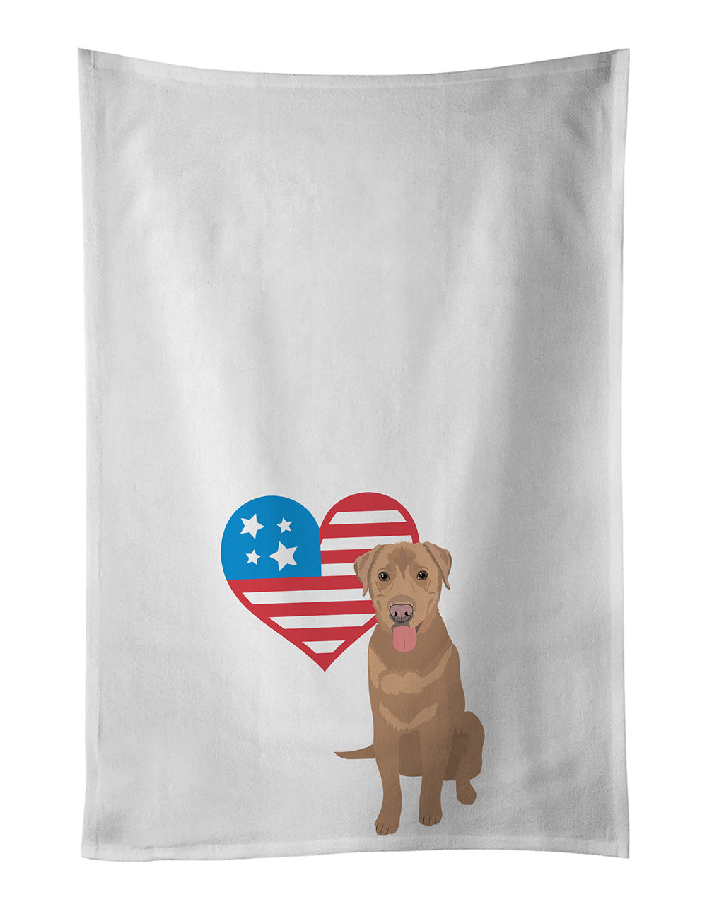 NEW Labrador Retriever Red Patriotic Kitchen Towel Set of 2 White Dish Towels Decorative Bathroom Hand towel for Hand, Face, Hair, Yoga, Tea, Dishcloth, 19 X 28", White