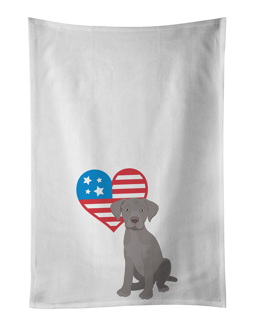 NEW Labrador Retriever Gray Puppy Patriotic Kitchen Towel Set of 2 White Dish Towels Decorative Bathroom Hand towel for Hand, Face, Hair, Yoga, Tea, Dishcloth, 19 X 28", White