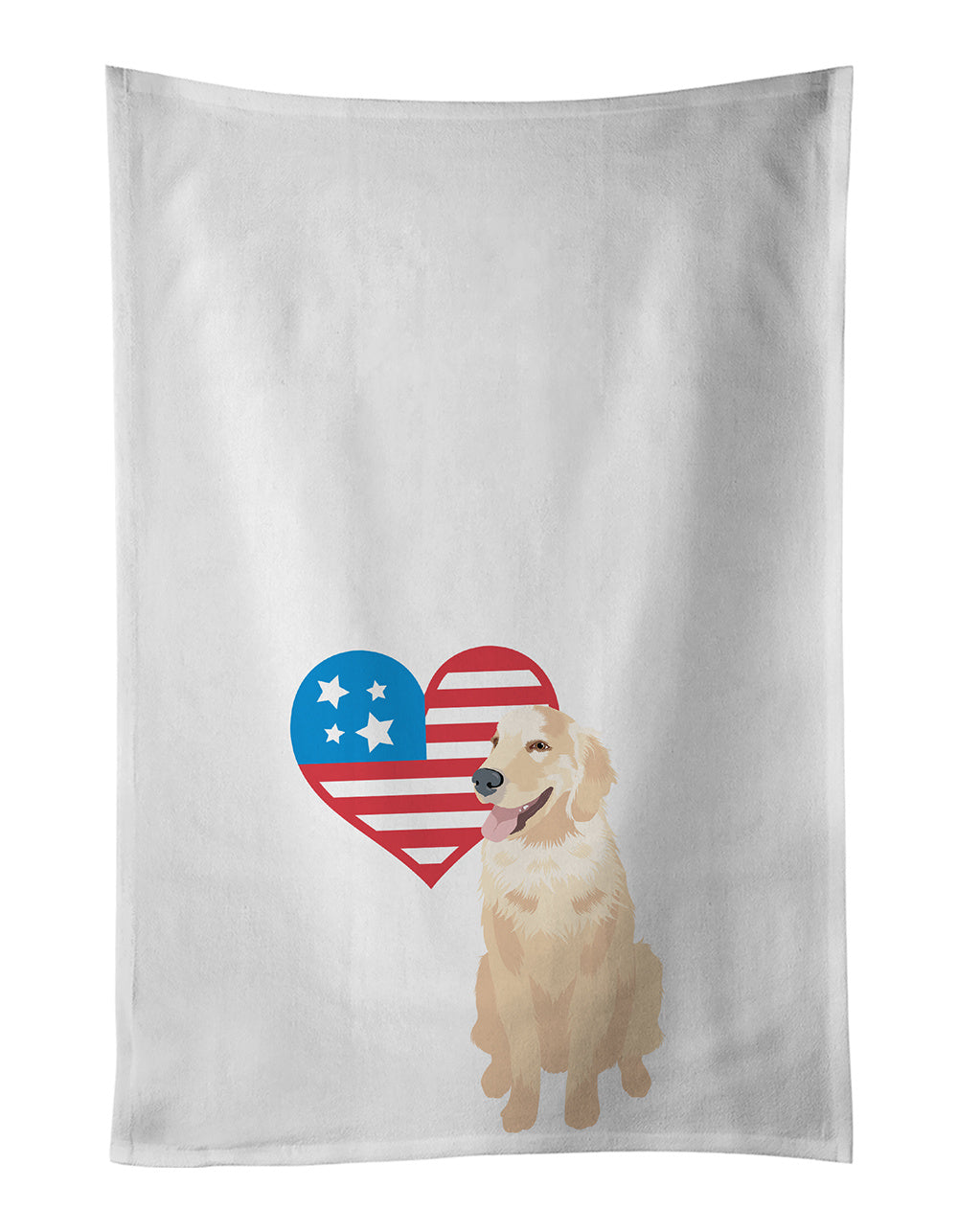 NEW Golden Retriever Fawn #1 Patriotic Kitchen Towel Set of 2 White Dish Towels Decorative Bathroom Hand towel for Hand, Face, Hair, Yoga, Tea, Dishcloth, 19 X 28", White