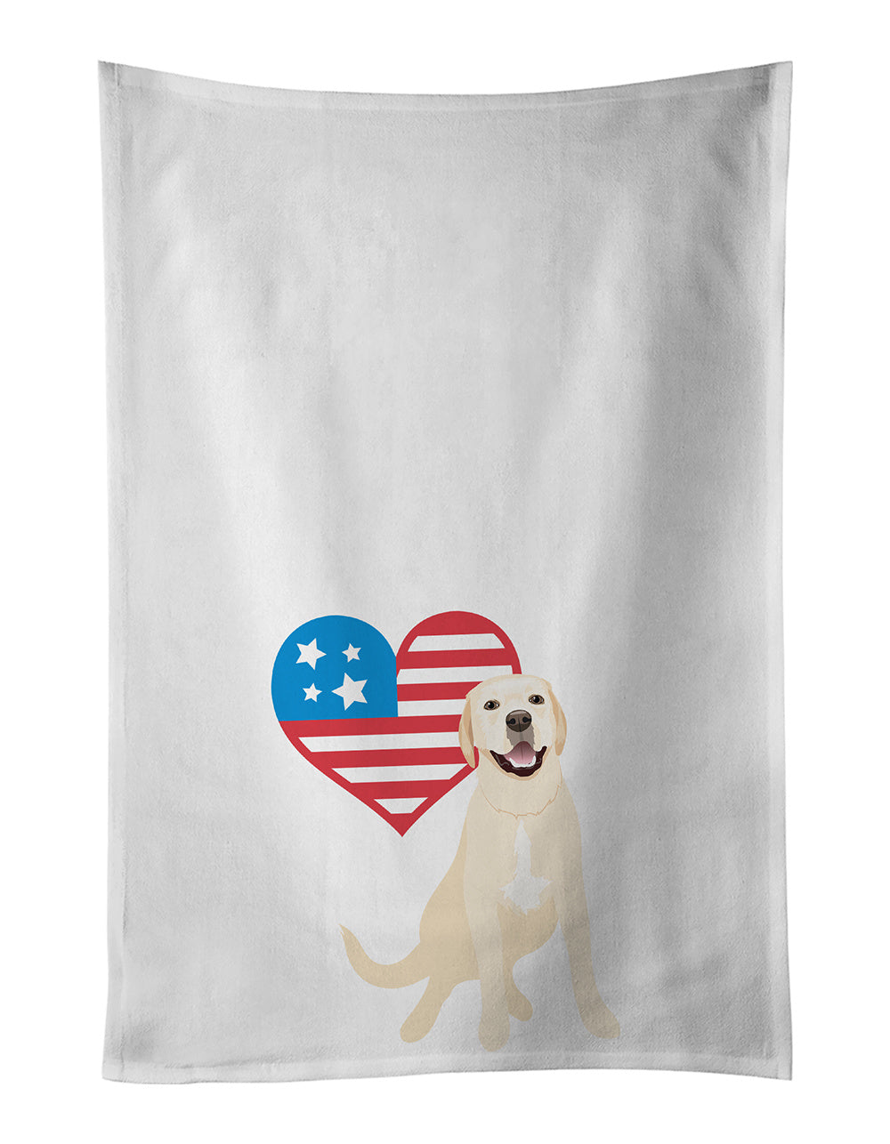 NEW Labrador Retriever Yellow #2 Patriotic Kitchen Towel Set of 2 White Dish Towels Decorative Bathroom Hand towel for Hand, Face, Hair, Yoga, Tea, Dishcloth, 19 X 28", White