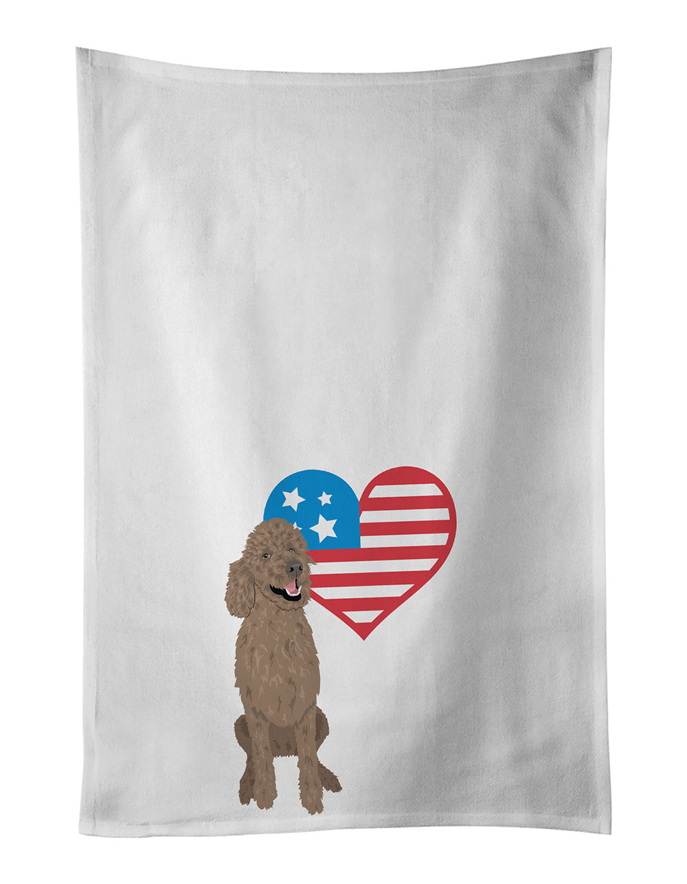 NEW Poodle Standard Brown Patriotic Kitchen Towel Set of 2 White Dish Towels Decorative Bathroom Hand towel for Hand, Face, Hair, Yoga, Tea, Dishcloth, 19 X 28", White