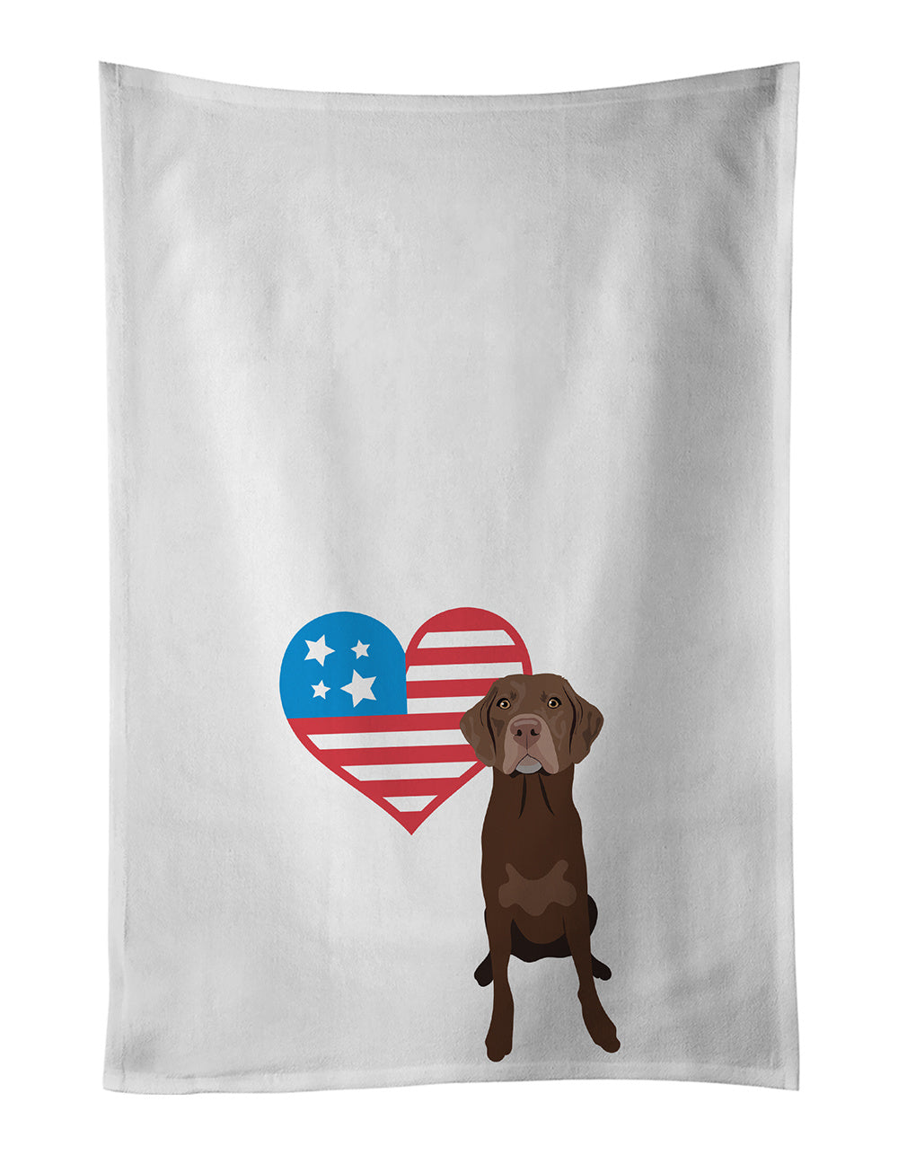 NEW Labrador Retriever Chocolate #2 Patriotic Kitchen Towel Set of 2 White Dish Towels Decorative Bathroom Hand towel for Hand, Face, Hair, Yoga, Tea, Dishcloth, 19 X 28", White