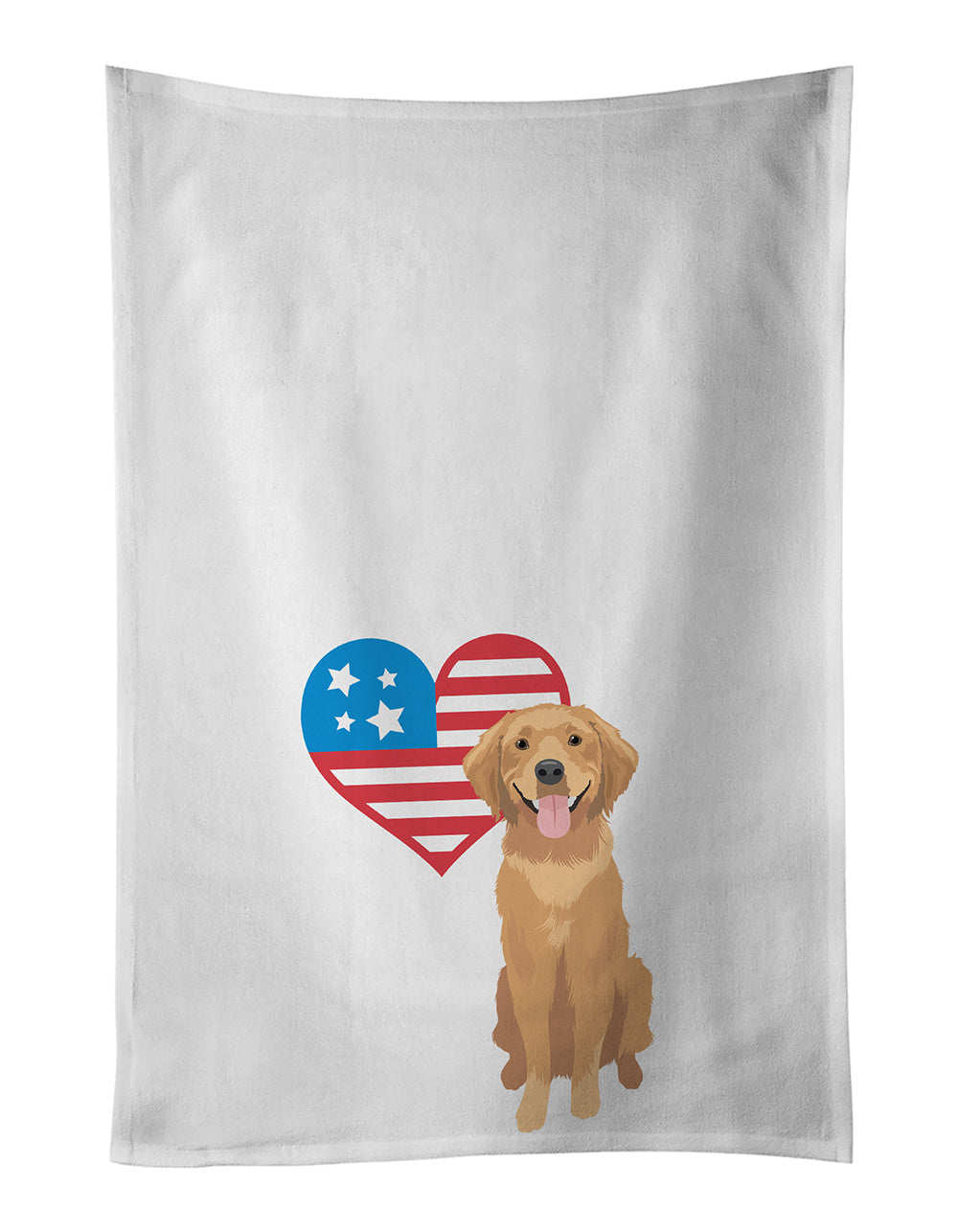 Golden Retriever Red #2 Patriotic Kitchen Towel Set of 2 White Dish Towels Decorative Bathroom Hand towel for Hand, Face, Hair, Yoga, Tea, Dishcloth, 19 X 28", White