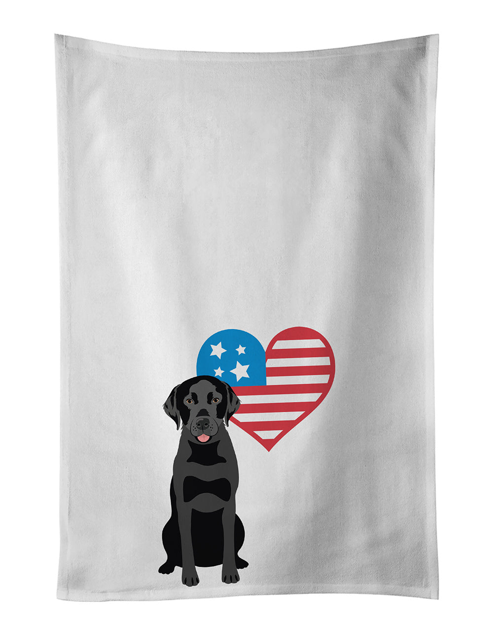 NEW Labrador Retriever Black #3 Patriotic Kitchen Towel Set of 2 White Dish Towels Decorative Bathroom Hand towel for Hand, Face, Hair, Yoga, Tea, Dishcloth, 19 X 28", White