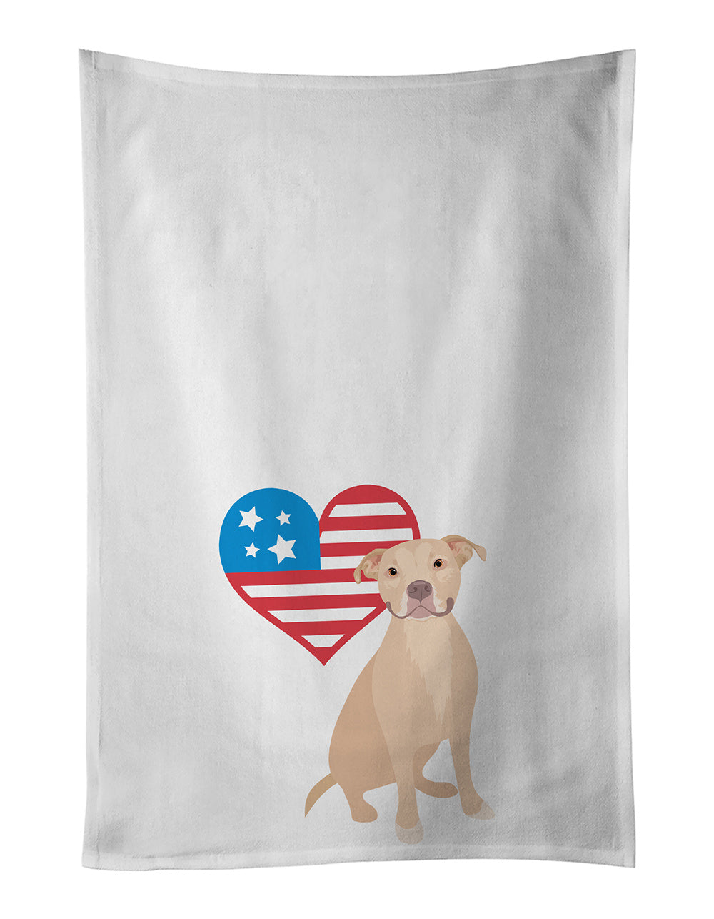 NEW Pit Bull Fawn #1 Patriotic Kitchen Towel Set of 2 White Dish Towels Decorative Bathroom Hand towel for Hand, Face, Hair, Yoga, Tea, Dishcloth, 19 X 28", White