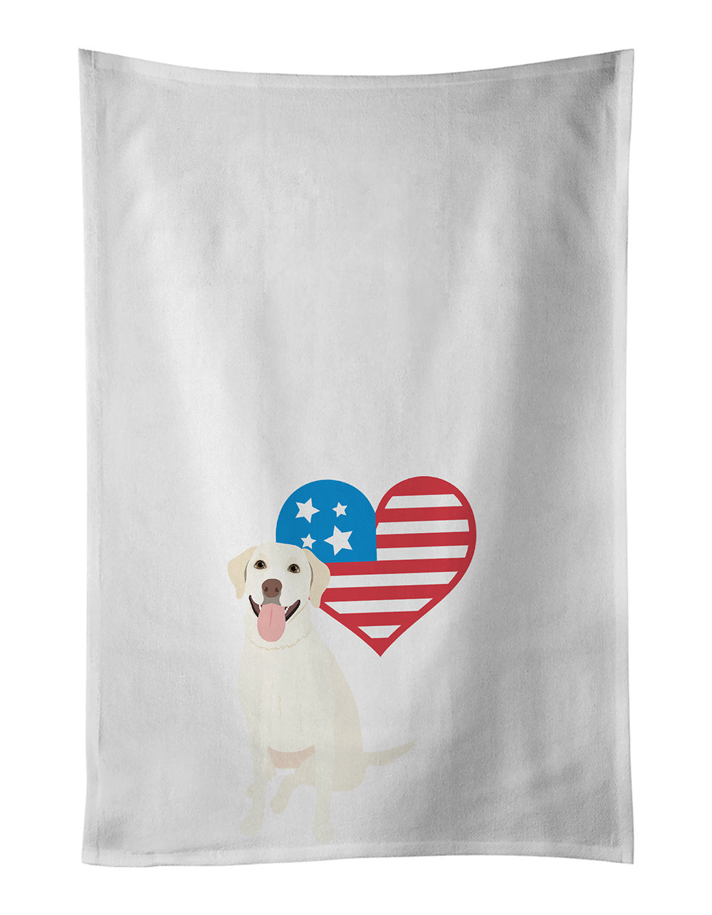 Labrador Retriever Yellow #1 Patriotic Kitchen Towel Set of 2 White Dish Towels Decorative Bathroom Hand towel for Hand, Face, Hair, Yoga, Tea, Dishcloth, 19 X 28", White