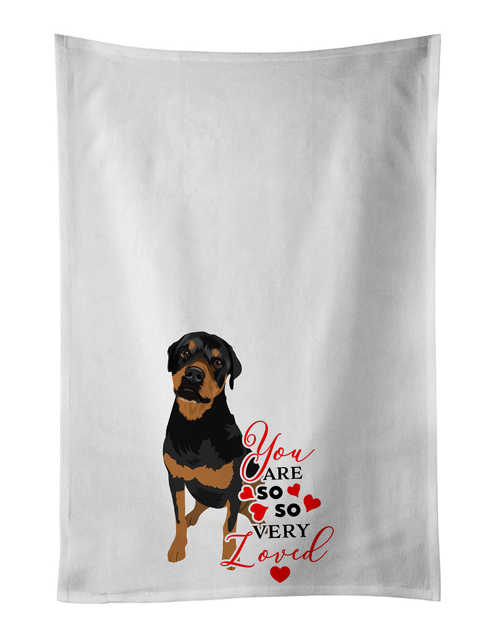 NEW Rottweiler Black and Rust so Loved Kitchen Towel Set of 2 White Dish Towels Decorative Bathroom Hand towel for Hand, Face, Hair, Yoga, Tea, Dishcloth, 19 X 28", White