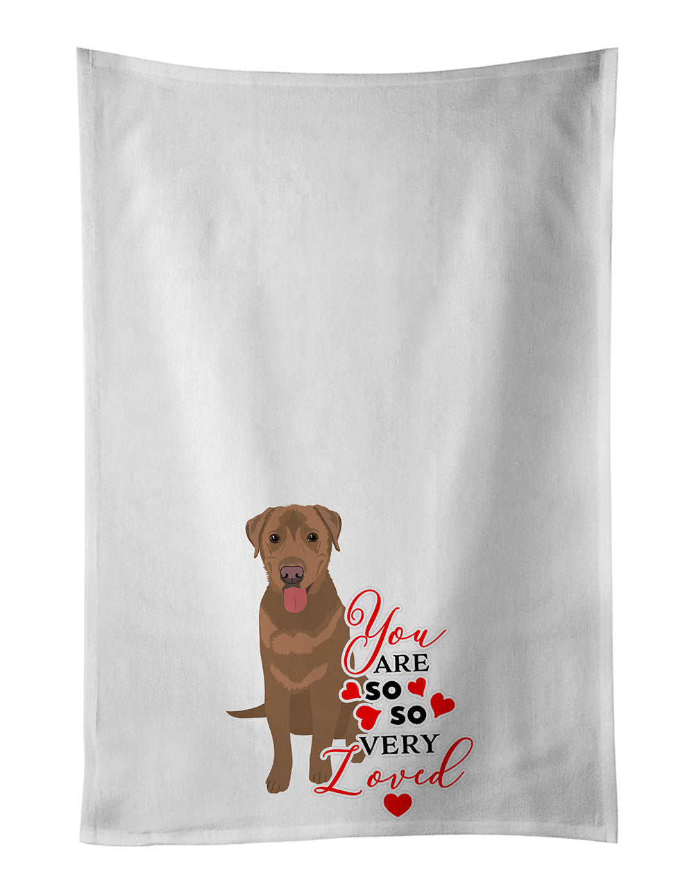 NEW Labrador Retriever Red so Loved Kitchen Towel Set of 2 White Dish Towels Decorative Bathroom Hand towel for Hand, Face, Hair, Yoga, Tea, Dishcloth, 19 X 28", White