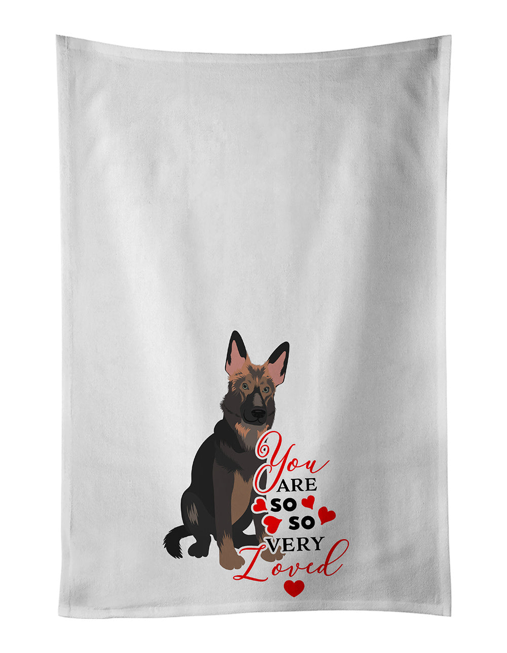 NEW German Shepherd Puppy so Loved Kitchen Towel Set of 2 White Dish Towels Decorative Bathroom Hand towel for Hand, Face, Hair, Yoga, Tea, Dishcloth, 19 X 28", White