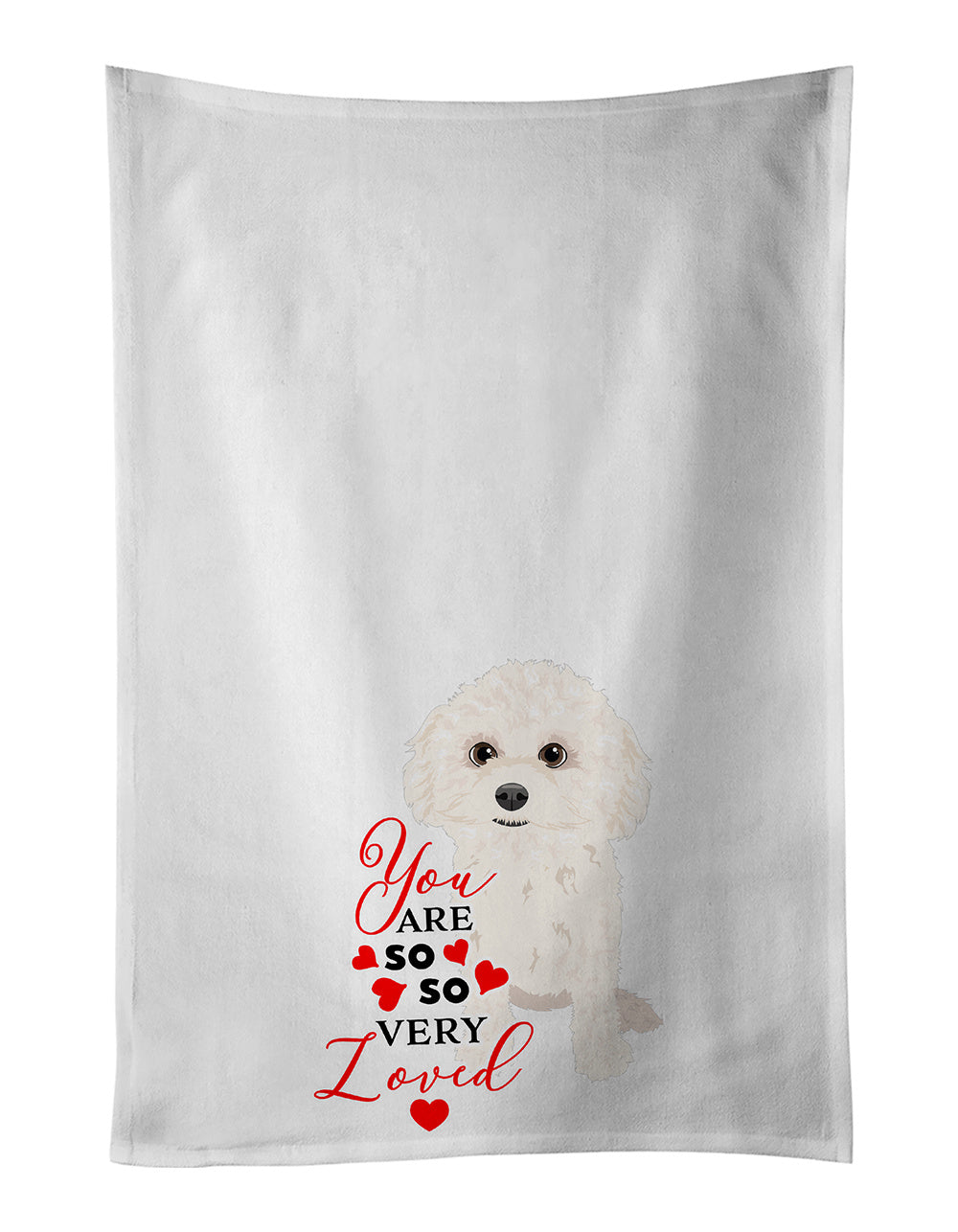 NEW Poodle Toy White so Loved Kitchen Towel Set of 2 White Dish Towels Decorative Bathroom Hand towel for Hand, Face, Hair, Yoga, Tea, Dishcloth, 19 X 28", White