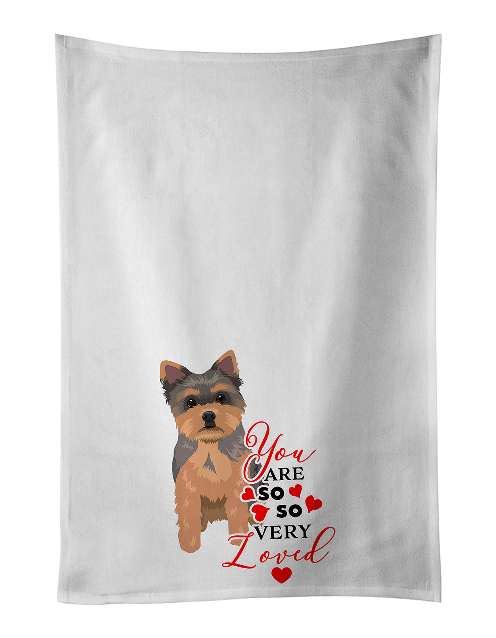 NEW Yorkie Chocolate Puppy so Loved Kitchen Towel Set of 2 White Dish Towels Decorative Bathroom Hand towel for Hand, Face, Hair, Yoga, Tea, Dishcloth, 19 X 28", White