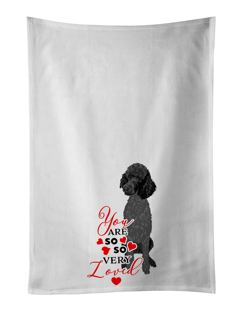 NEW Poodle Standard Black so Loved Kitchen Towel Set of 2 White Dish Towels Decorative Bathroom Hand towel for Hand, Face, Hair, Yoga, Tea, Dishcloth, 19 X 28", White