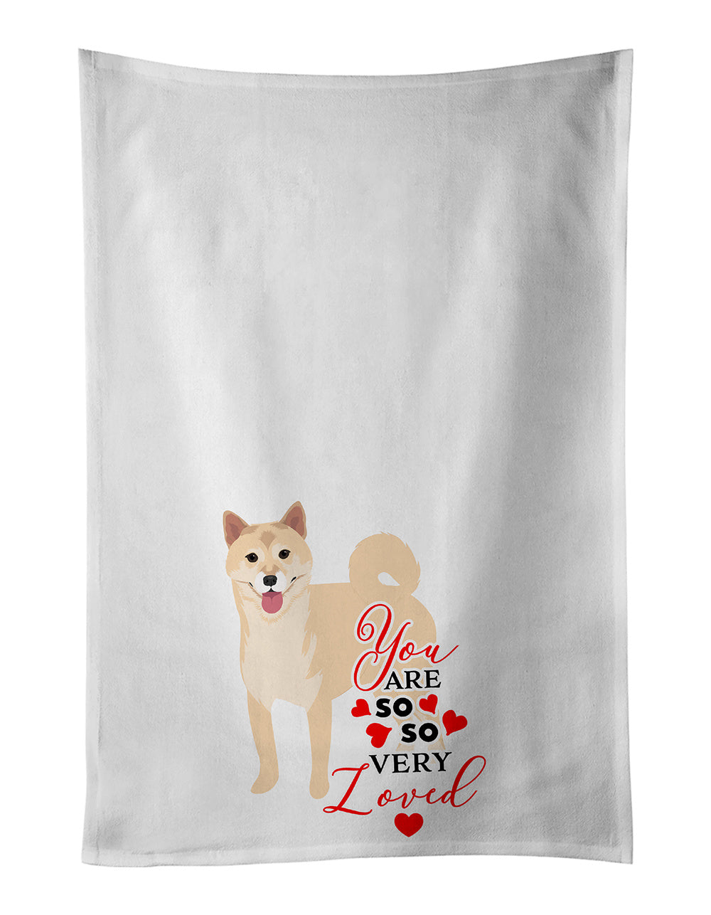 NEW Shiba Inu Cream #1 so Loved Kitchen Towel Set of 2 White Dish Towels Decorative Bathroom Hand towel for Hand, Face, Hair, Yoga, Tea, Dishcloth, 19 X 28", White