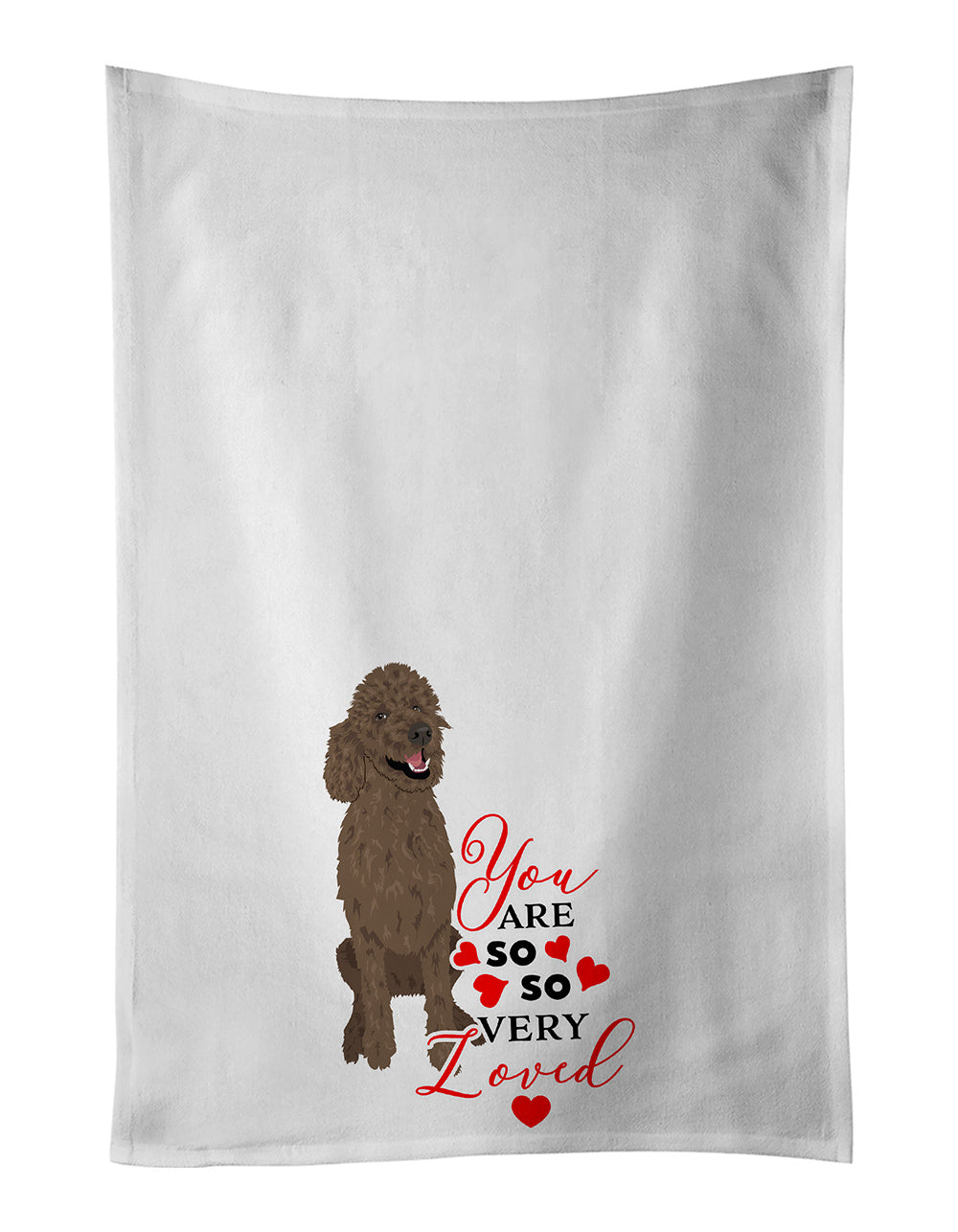 Poodle Standard Brown so Loved Kitchen Towel Set of 2 White Dish Towels Decorative Bathroom Hand towel for Hand, Face, Hair, Yoga, Tea, Dishcloth, 19 X 28", White