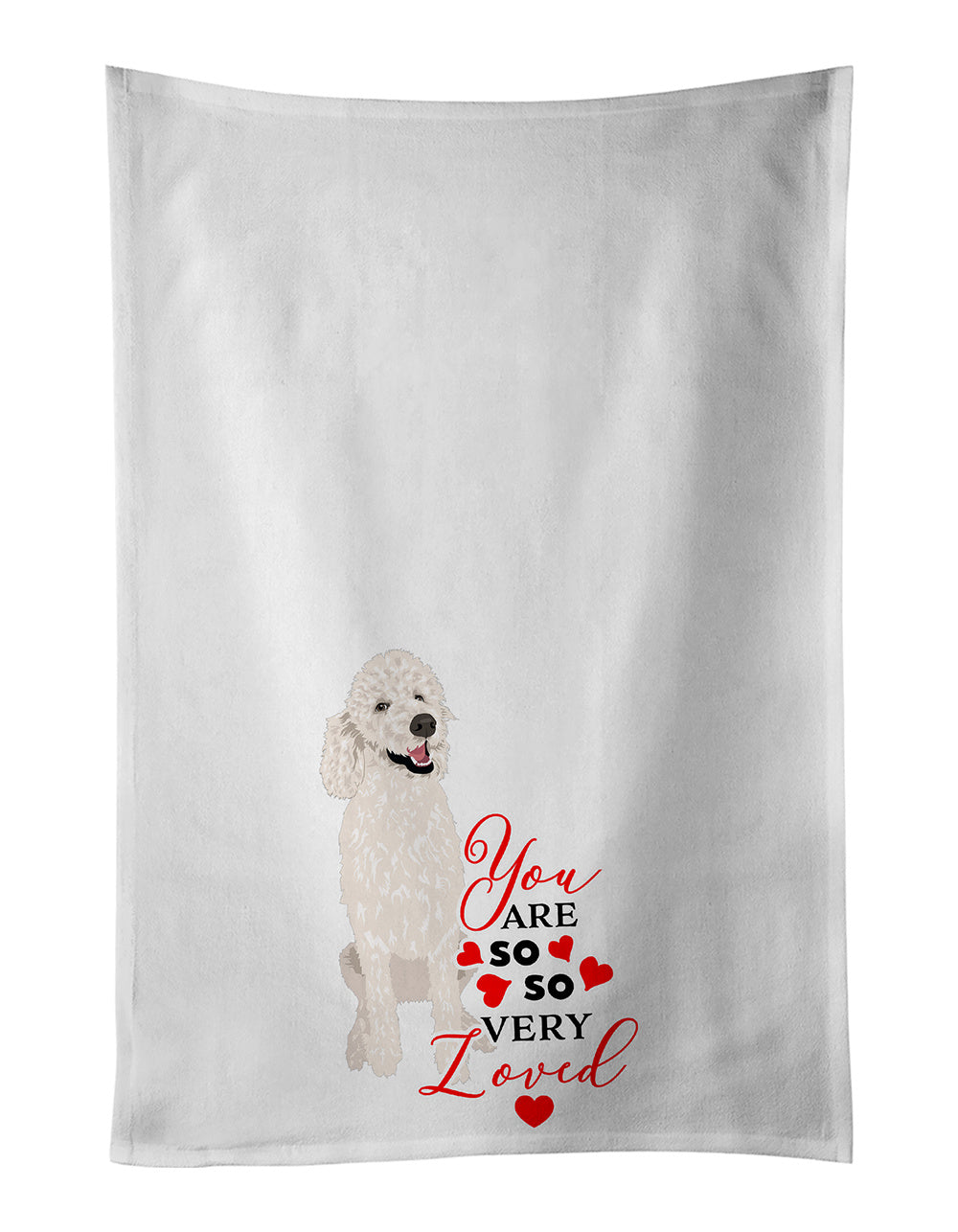 Poodle Standard White so Loved Kitchen Towel Set of 2 White Dish Towels Decorative Bathroom Hand towel for Hand, Face, Hair, Yoga, Tea, Dishcloth, 19 X 28", White