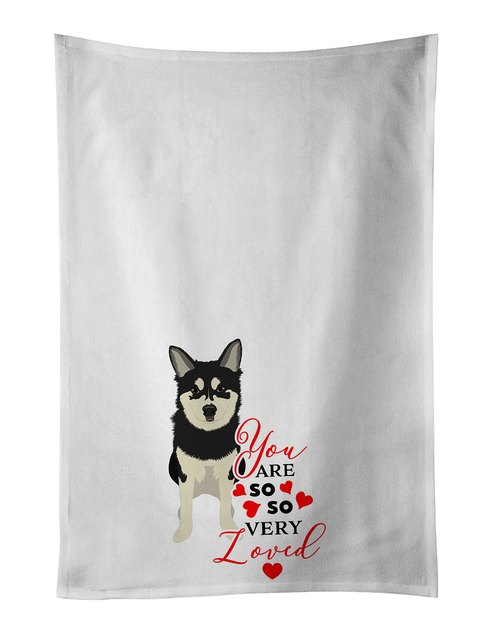 NEW Shiba Inu Husky Mix so Loved Kitchen Towel Set of 2 White Dish Towels Decorative Bathroom Hand towel for Hand, Face, Hair, Yoga, Tea, Dishcloth, 19 X 28", White