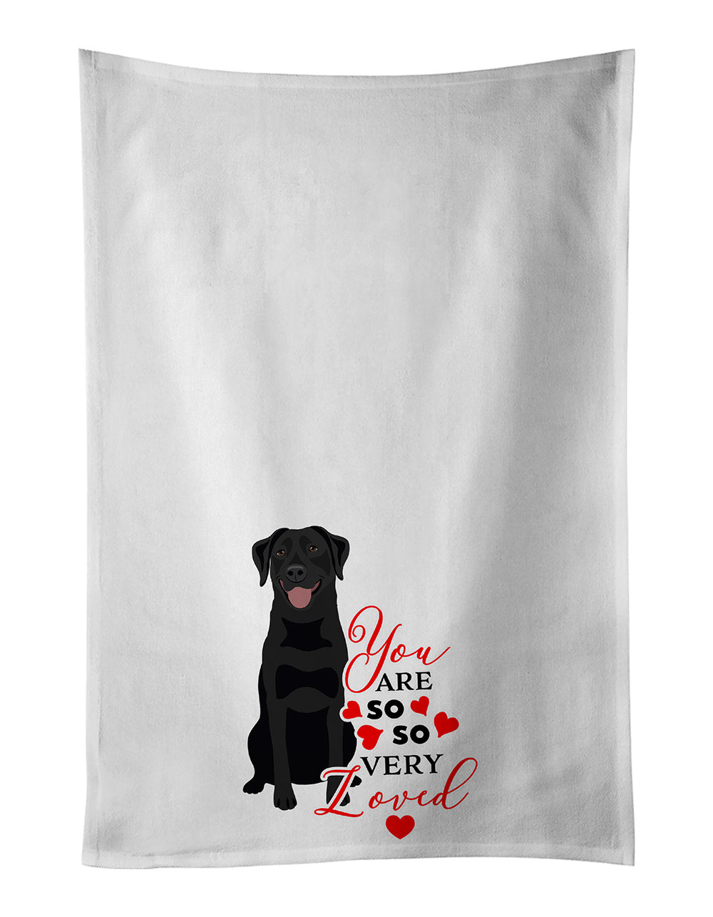 NEW Labrador Retriever Black #1 so Loved Kitchen Towel Set of 2 White Dish Towels Decorative Bathroom Hand towel for Hand, Face, Hair, Yoga, Tea, Dishcloth, 19 X 28", White