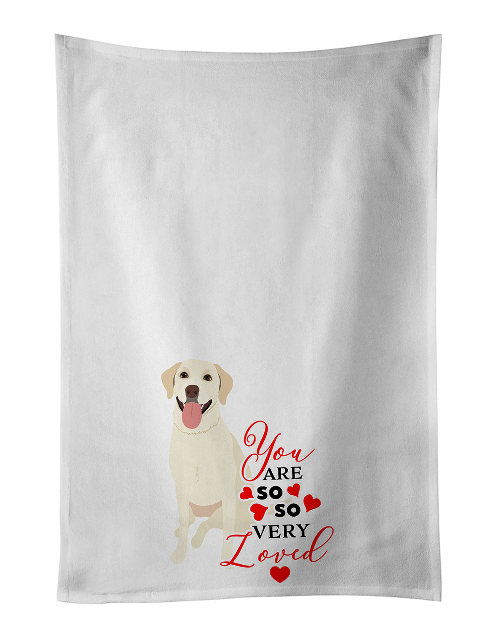 NEW Labrador Retriever Yellow #1 so Loved Kitchen Towel Set of 2 White Dish Towels Decorative Bathroom Hand towel for Hand, Face, Hair, Yoga, Tea, Dishcloth, 19 X 28", White