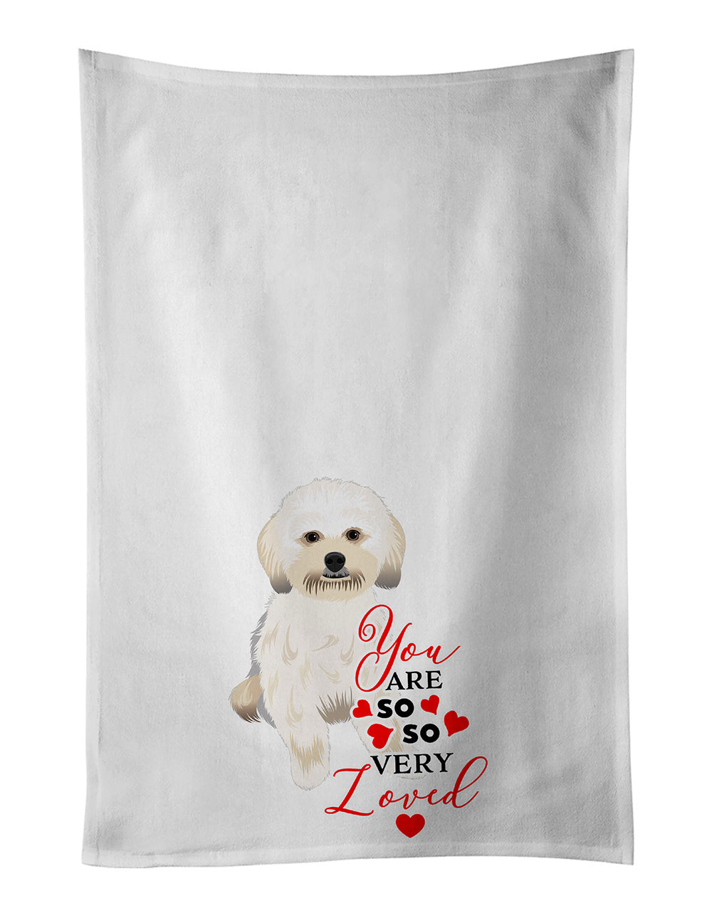 NEW Shih-Tzu Gold #5 so Loved Kitchen Towel Set of 2 White Dish Towels Decorative Bathroom Hand towel for Hand, Face, Hair, Yoga, Tea, Dishcloth, 19 X 28", White