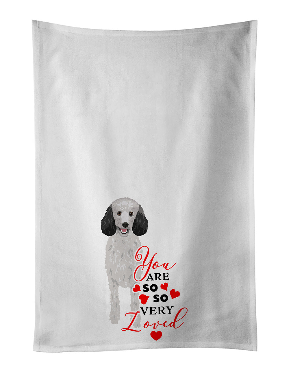 NEW Poodle Standard Silver so Loved Kitchen Towel Set of 2 White Dish Towels Decorative Bathroom Hand towel for Hand, Face, Hair, Yoga, Tea, Dishcloth, 19 X 28", White