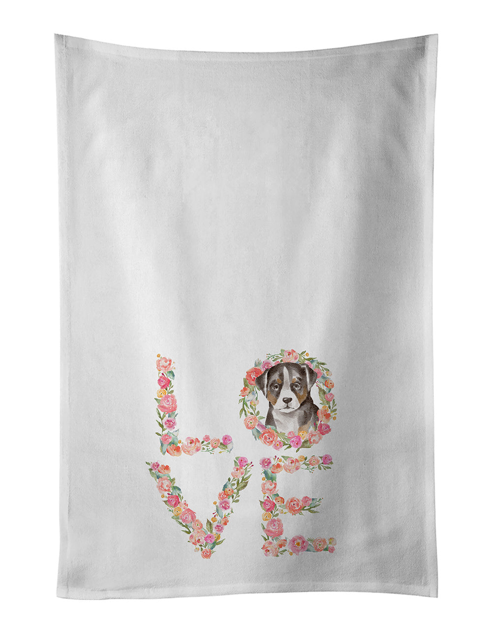 NEW Appenzeller Sennenhund Puppy Love Kitchen Towel Set of 2 White Dish Towels Decorative Bathroom Hand towel for Hand, Face, Hair, Yoga, Tea, Dishcloth, 19 X 28", White