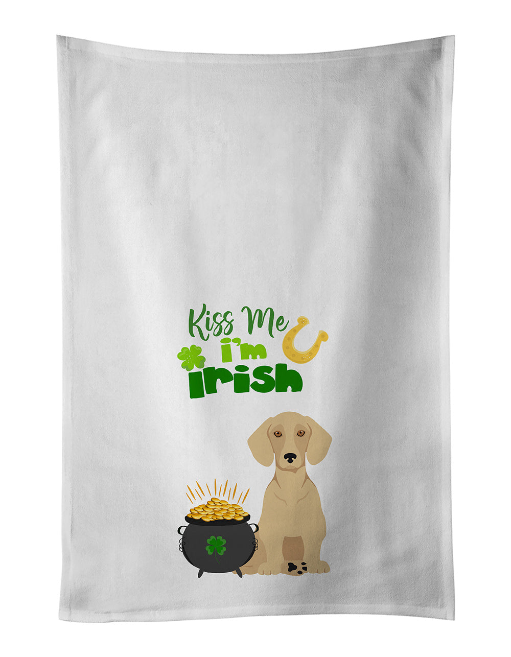 NEW Cream Dachshund St. Patrick's Day Kitchen Towel Set of 2 White Dish Towels Decorative Bathroom Hand towel for Hand, Face, Hair, Yoga, Tea, Dishcloth, 19 X 28", White