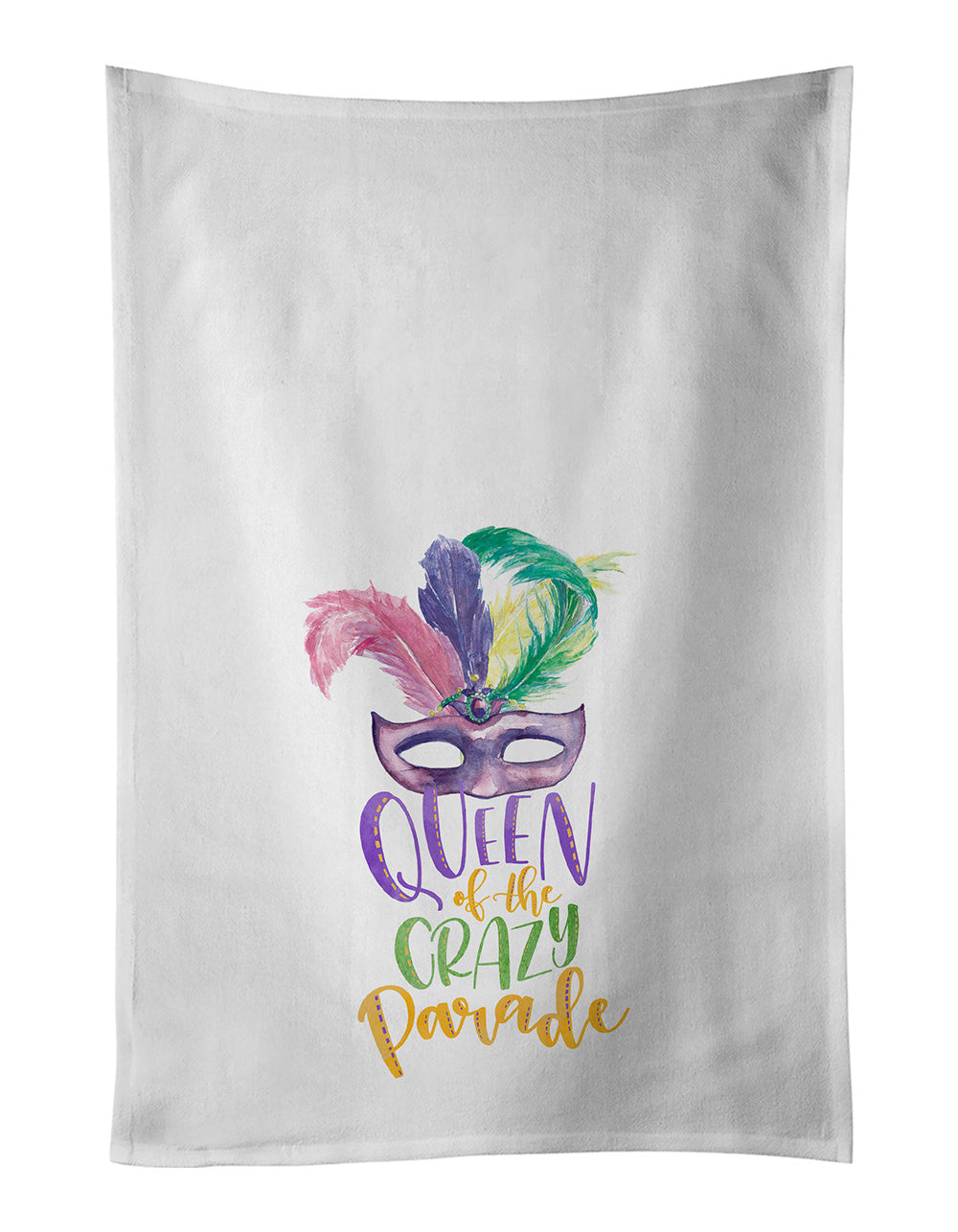 NEW Queen of the Crazy Parade Mardi Gras Kitchen Towel Set of 2 White Dish Towels Decorative Bathroom Hand towel for Hand, Face, Hair, Yoga, Tea, Dishcloth, 19 X 28", White