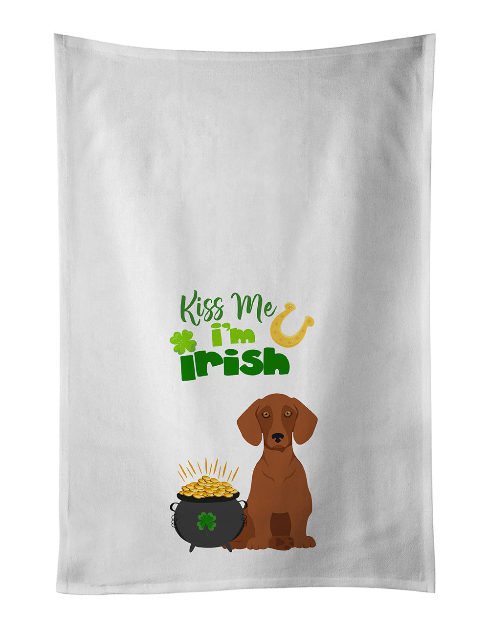 NEW Red Dachshund St. Patrick's Day Kitchen Towel Set of 2 White Dish Towels Decorative Bathroom Hand towel for Hand, Face, Hair, Yoga, Tea, Dishcloth, 19 X 28", White