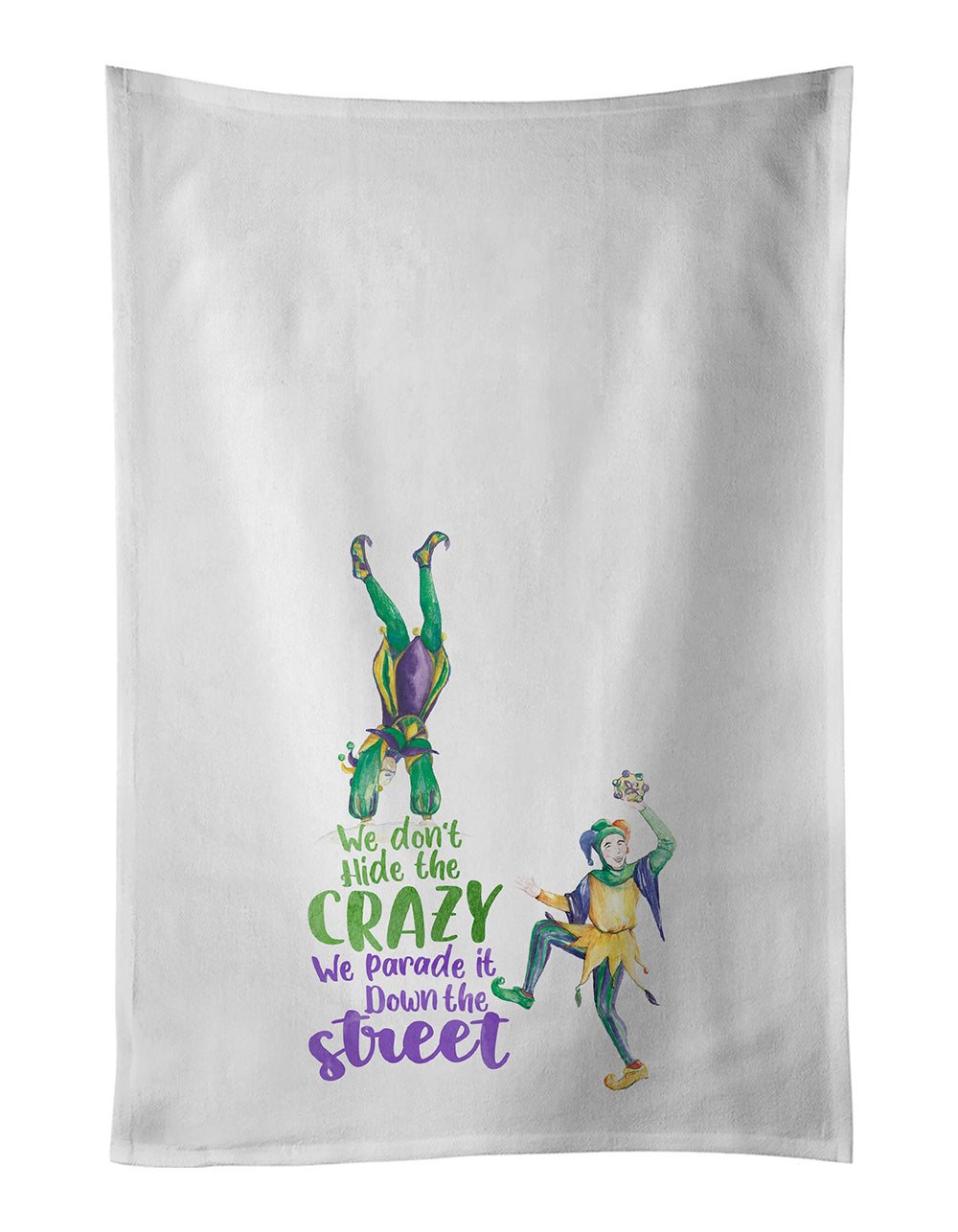 NEW Jester Parade Mardi Gras Kitchen Towel Set of 2 White Dish Towels Decorative Bathroom Hand towel for Hand, Face, Hair, Yoga, Tea, Dishcloth, 19 X 28", White