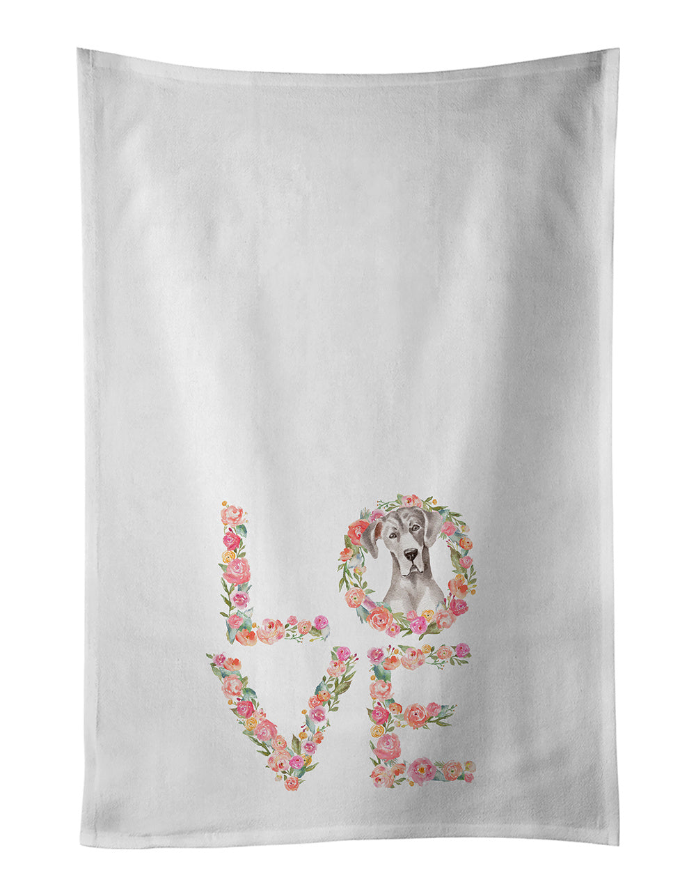 NEW White Great Dane Love Kitchen Towel Set of 2 White Dish Towels Decorative Bathroom Hand towel for Hand, Face, Hair, Yoga, Tea, Dishcloth, 19 X 28", White