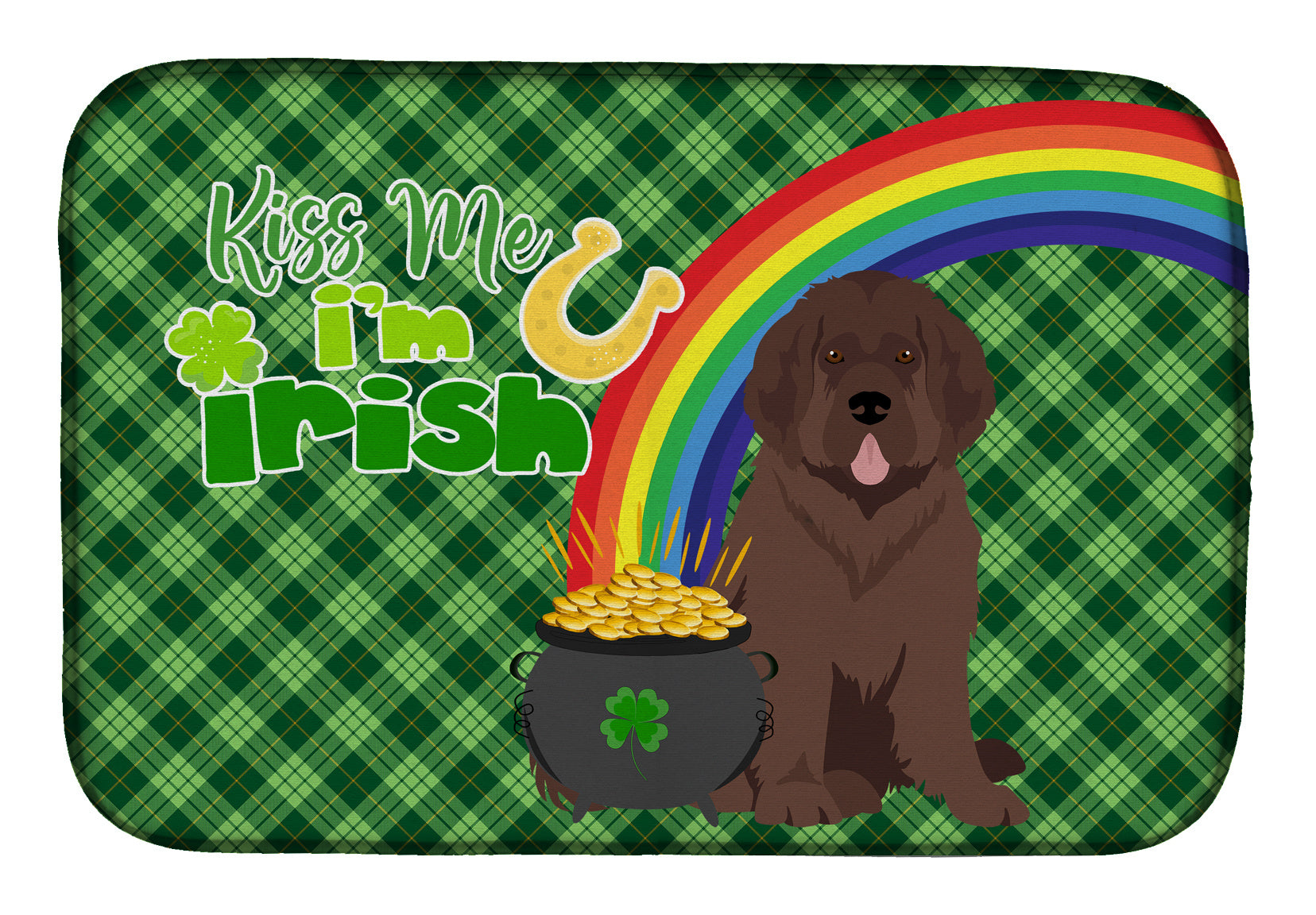 NEW Brown Newfoundland St. Patrick's Day Dish Drying Mat Absorbent Dish Drying Mat Pad for Kitchen Counter Dish Drainer Mat for Countertop, 14 x 21", Multicolor