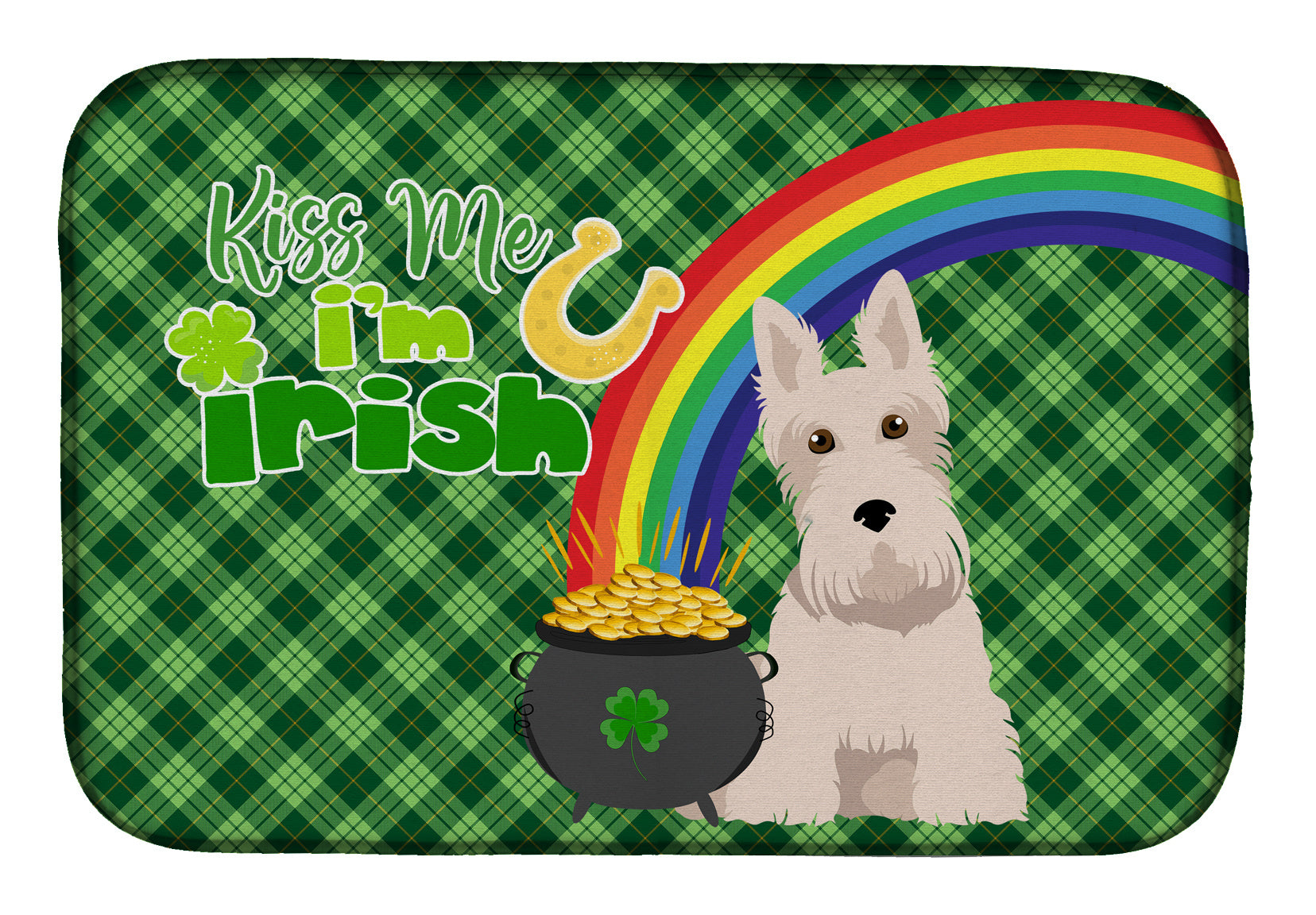 NEW Wheaten Scottish Terrier St. Patrick's Day Dish Drying Mat Absorbent Dish Drying Mat Pad for Kitchen Counter Dish Drainer Mat for Countertop, 14 x 21", Multicolor