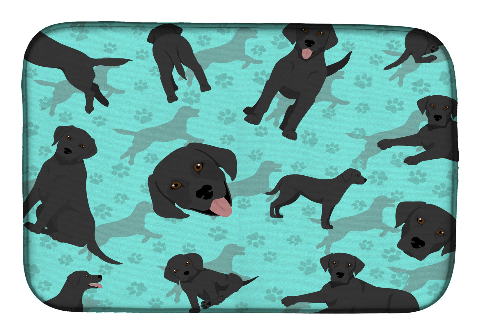 Black Labrador Retriever Dish Drying Mat Absorbent Dish Drying Mat Pad for Kitchen Counter Dish Drainer Mat for Countertop, 14 x 21", Multicolor