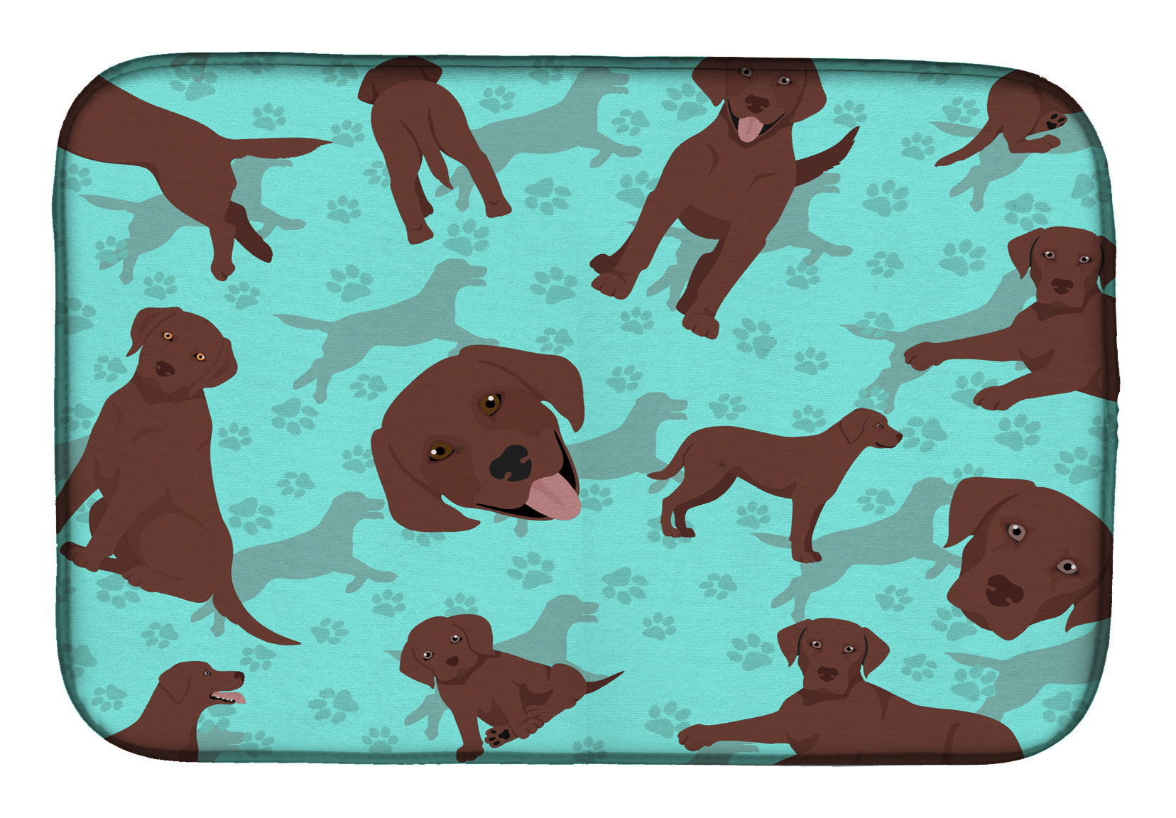 Chocolate Labrador Retriever Dish Drying Mat Absorbent Dish Drying Mat Pad for Kitchen Counter Dish Drainer Mat for Countertop, 14 x 21", Multicolor