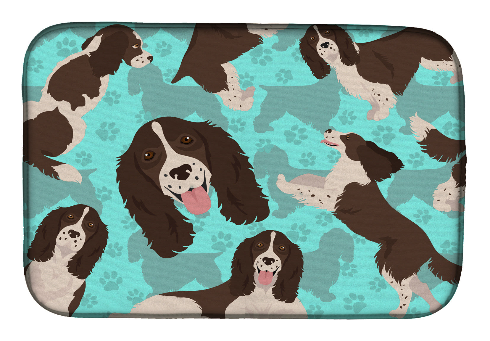 Liver English Springer Spaniel Dish Drying Mat Absorbent Dish Drying Mat Pad for Kitchen Counter Dish Drainer Mat for Countertop, 14 x 21", Multicolor