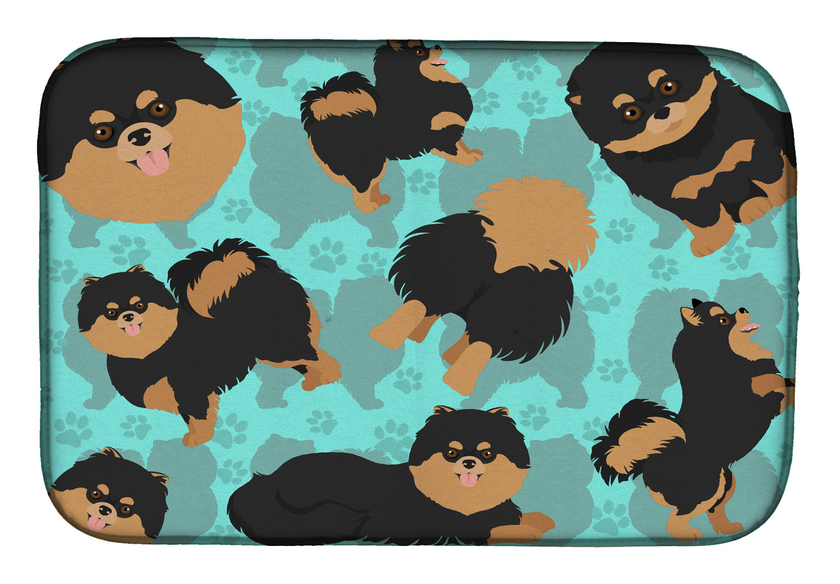 Black and Tan Pomeranian Dish Drying Mat Absorbent Dish Drying Mat Pad for Kitchen Counter Dish Drainer Mat for Countertop, 14 x 21", Multicolor