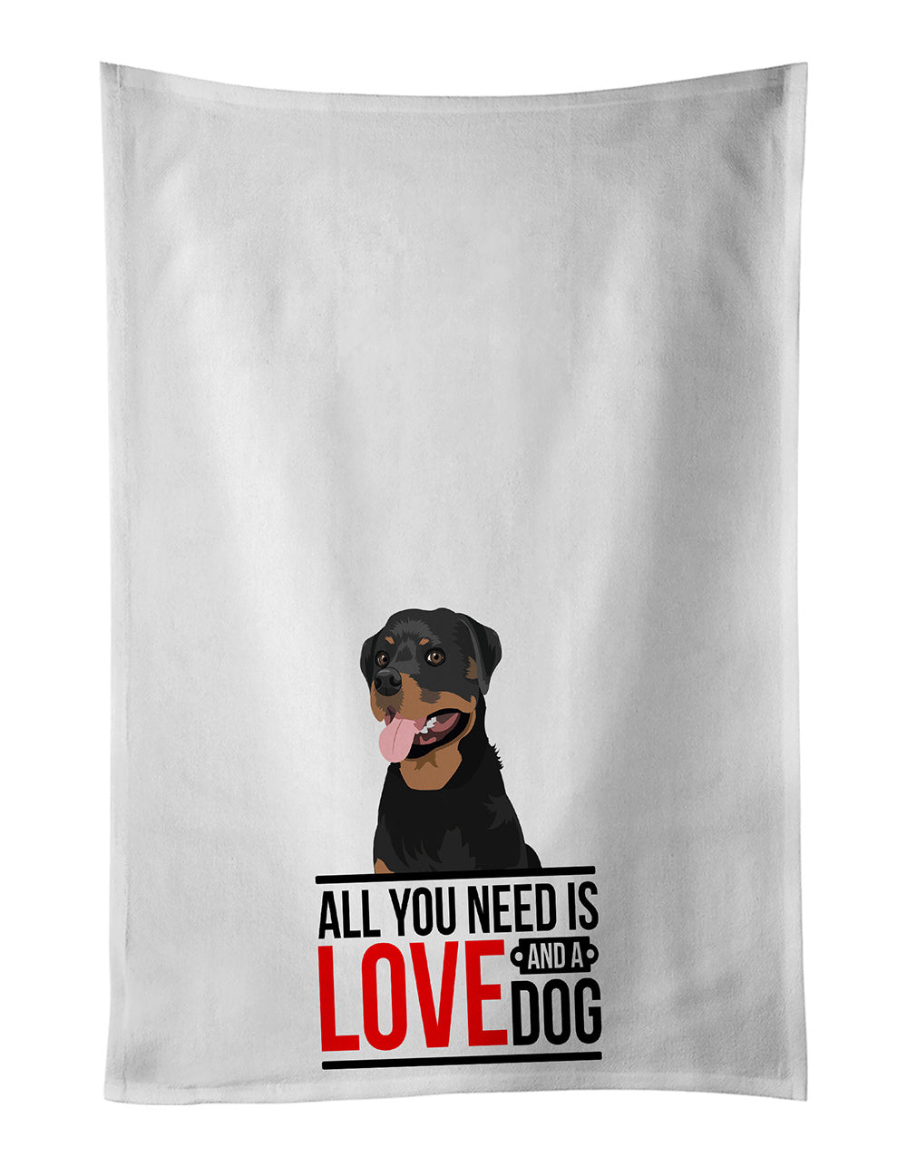 NEW Rottweiler Black and Tan #1 Kitchen Towel Set of 2 White Dish Towels Decorative Bathroom Hand towel for Hand, Face, Hair, Yoga, Tea, Dishcloth, 19 X 28", White