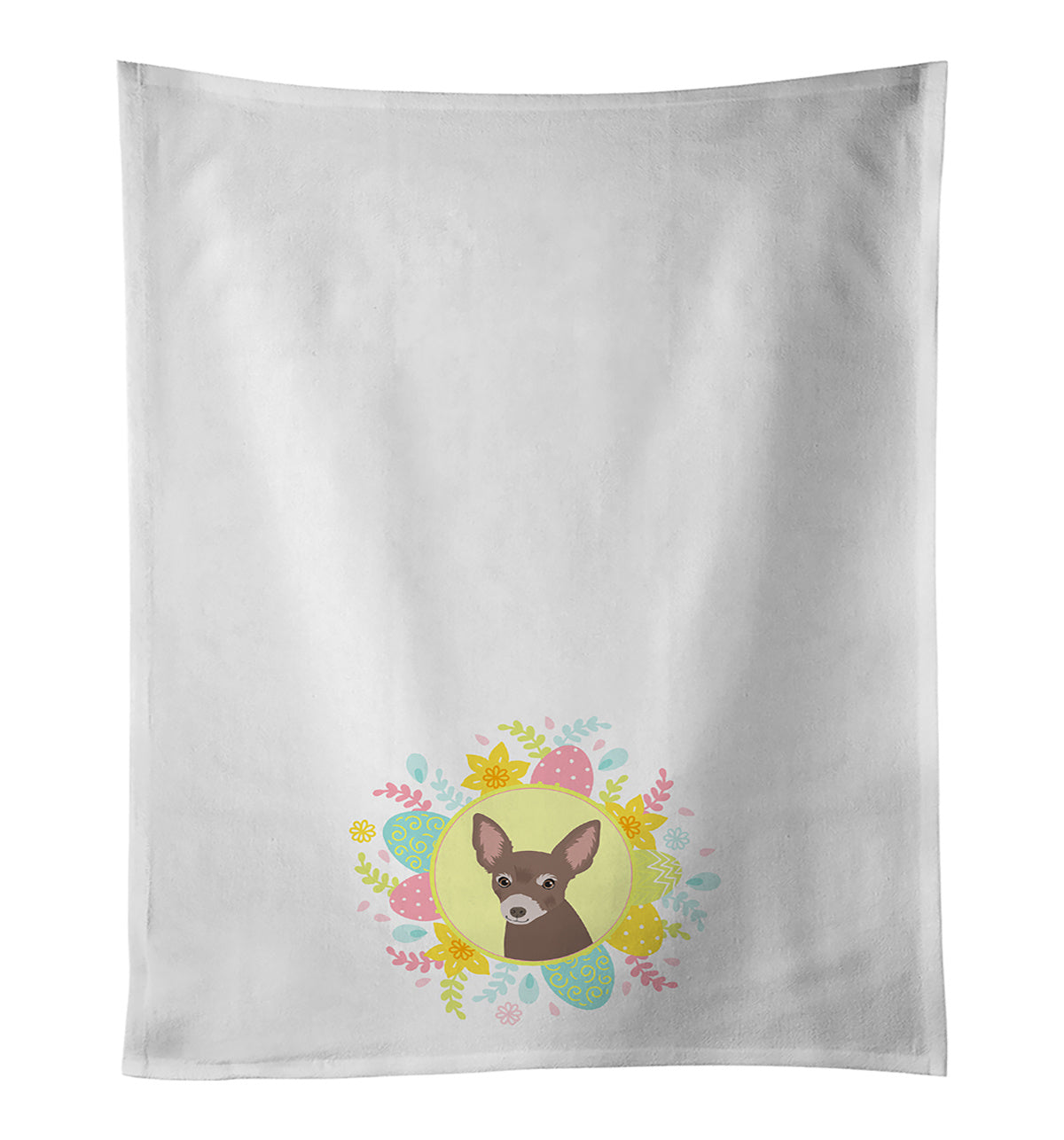 NEW Chihuahua Chocolate #2 Easter Kitchen Towel Set of 2 White Dish Towels Decorative Bathroom Hand towel for Hand, Face, Hair, Yoga, Tea, Dishcloth, 19 X 28", White