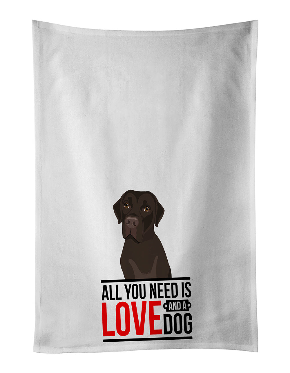 NEW Labrador Retriever Chocolate #1 Kitchen Towel Set of 2 White Dish Towels Decorative Bathroom Hand towel for Hand, Face, Hair, Yoga, Tea, Dishcloth, 19 X 28", White