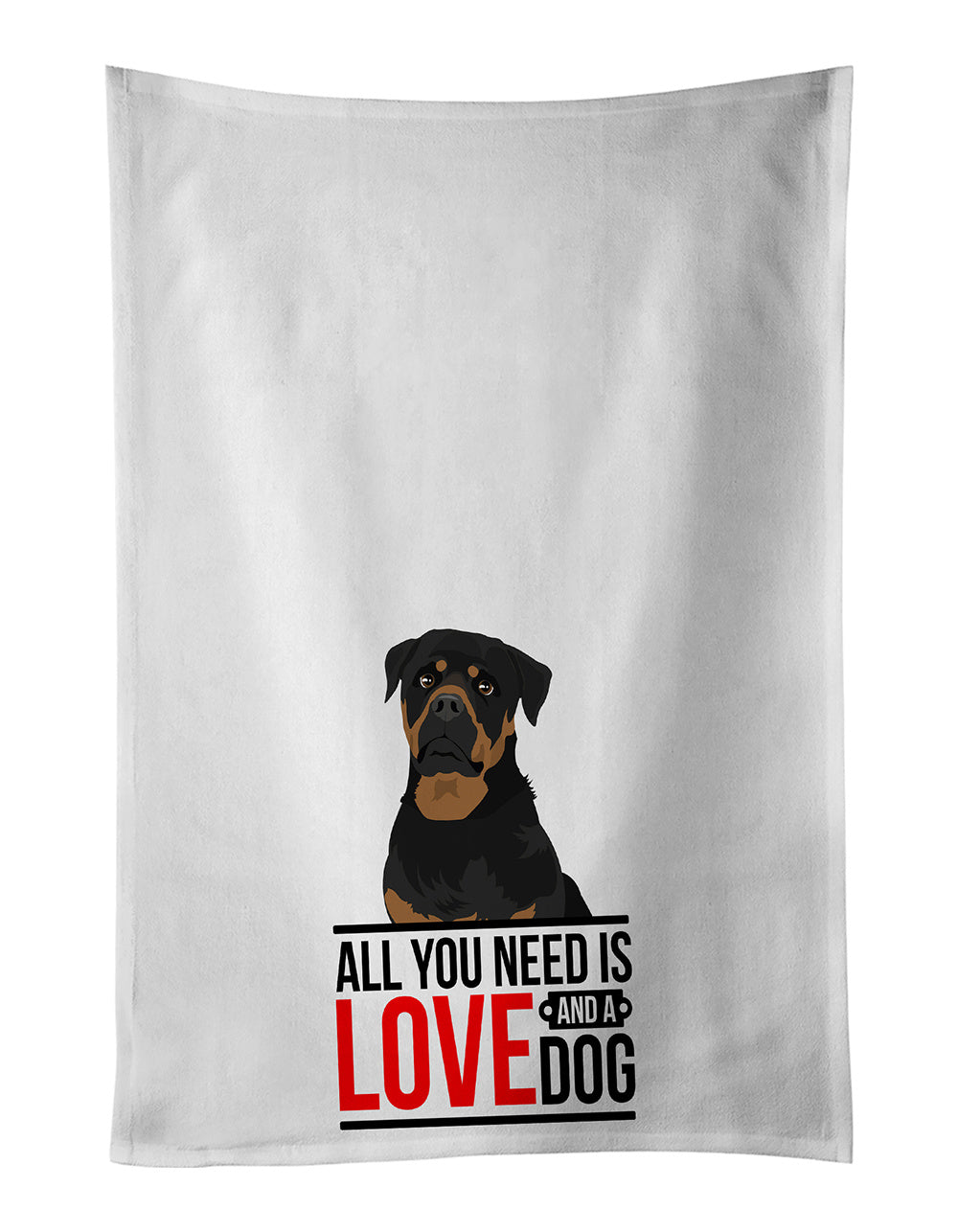 NEW Rottweiler Black and Mahogany Kitchen Towel Set of 2 White Dish Towels Decorative Bathroom Hand towel for Hand, Face, Hair, Yoga, Tea, Dishcloth, 19 X 28", White