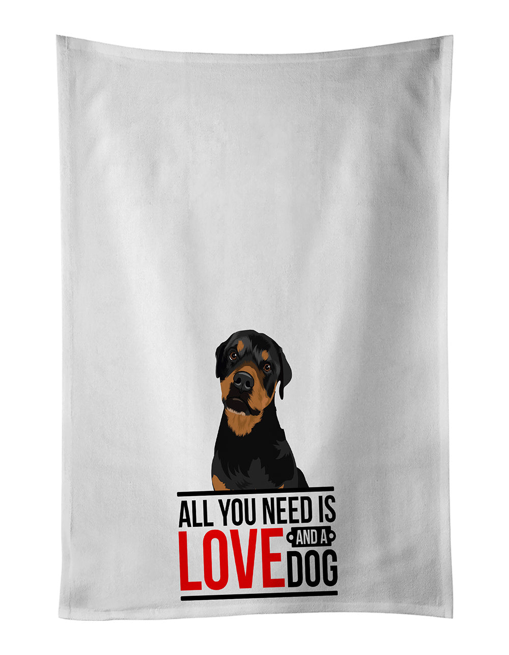 NEW Rottweiler Black and Rust Kitchen Towel Set of 2 White Dish Towels Decorative Bathroom Hand towel for Hand, Face, Hair, Yoga, Tea, Dishcloth, 19 X 28", White