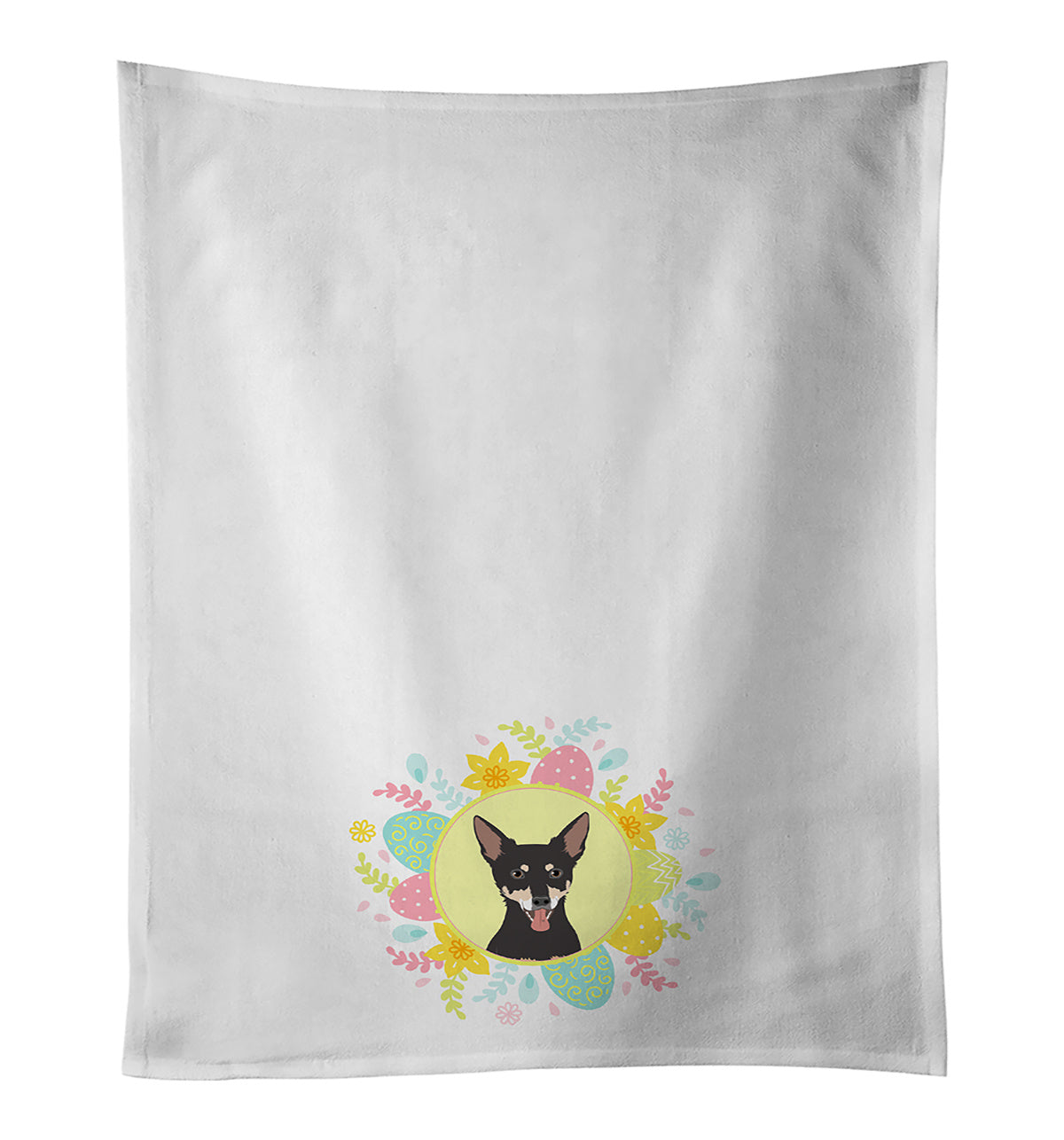 NEW Chihuahua Tricolor #1 Easter Kitchen Towel Set of 2 White Dish Towels Decorative Bathroom Hand towel for Hand, Face, Hair, Yoga, Tea, Dishcloth, 19 X 28", White