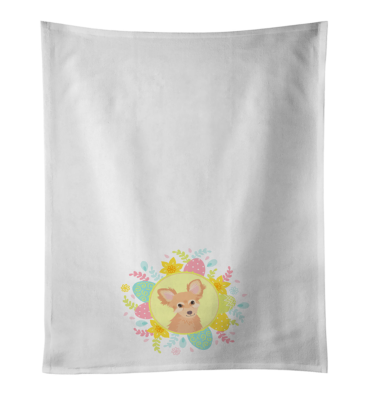 NEW Chihuahua Fawn Easter Kitchen Towel Set of 2 White Dish Towels Decorative Bathroom Hand towel for Hand, Face, Hair, Yoga, Tea, Dishcloth, 19 X 28", White