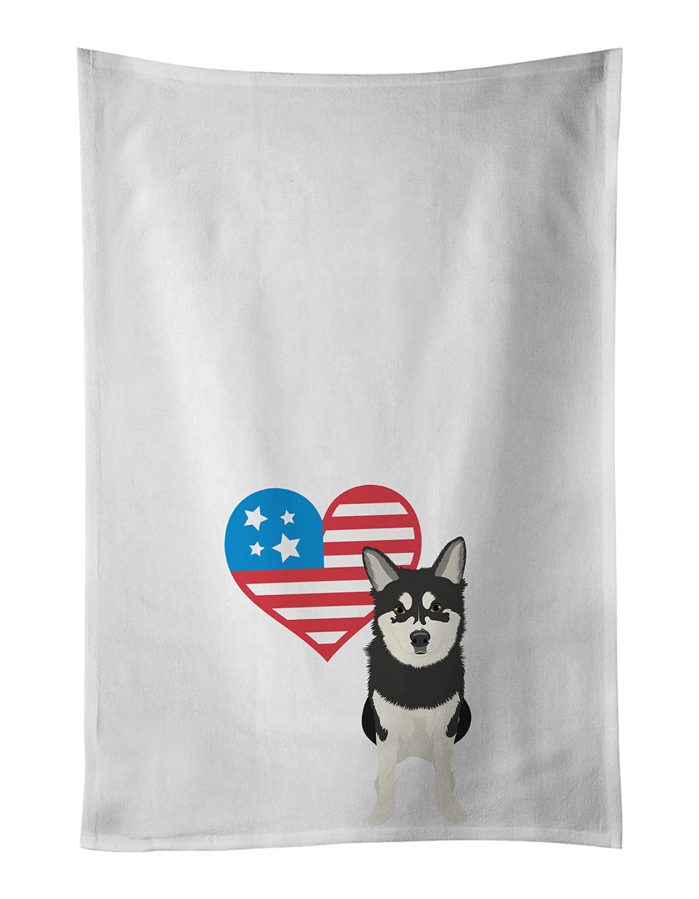 NEW Shiba Inu Husky Mix Patriotic Kitchen Towel Set of 2 White Dish Towels Decorative Bathroom Hand towel for Hand, Face, Hair, Yoga, Tea, Dishcloth, 19 X 28", White