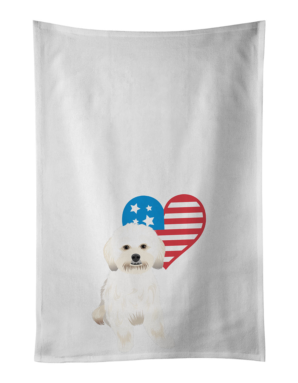 NEW Shih-Tzu Gold #5 Patriotic Kitchen Towel Set of 2 White Dish Towels Decorative Bathroom Hand towel for Hand, Face, Hair, Yoga, Tea, Dishcloth, 19 X 28", White