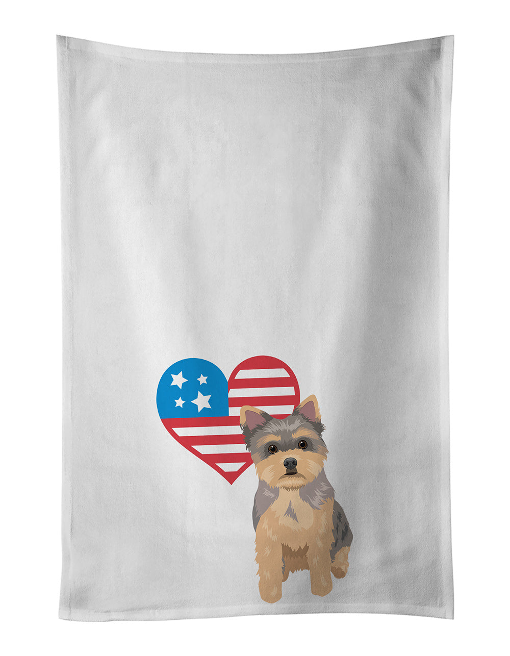 NEW Yorkie Chocolate Puppy Patriotic Kitchen Towel Set of 2 White Dish Towels Decorative Bathroom Hand towel for Hand, Face, Hair, Yoga, Tea, Dishcloth, 19 X 28", White